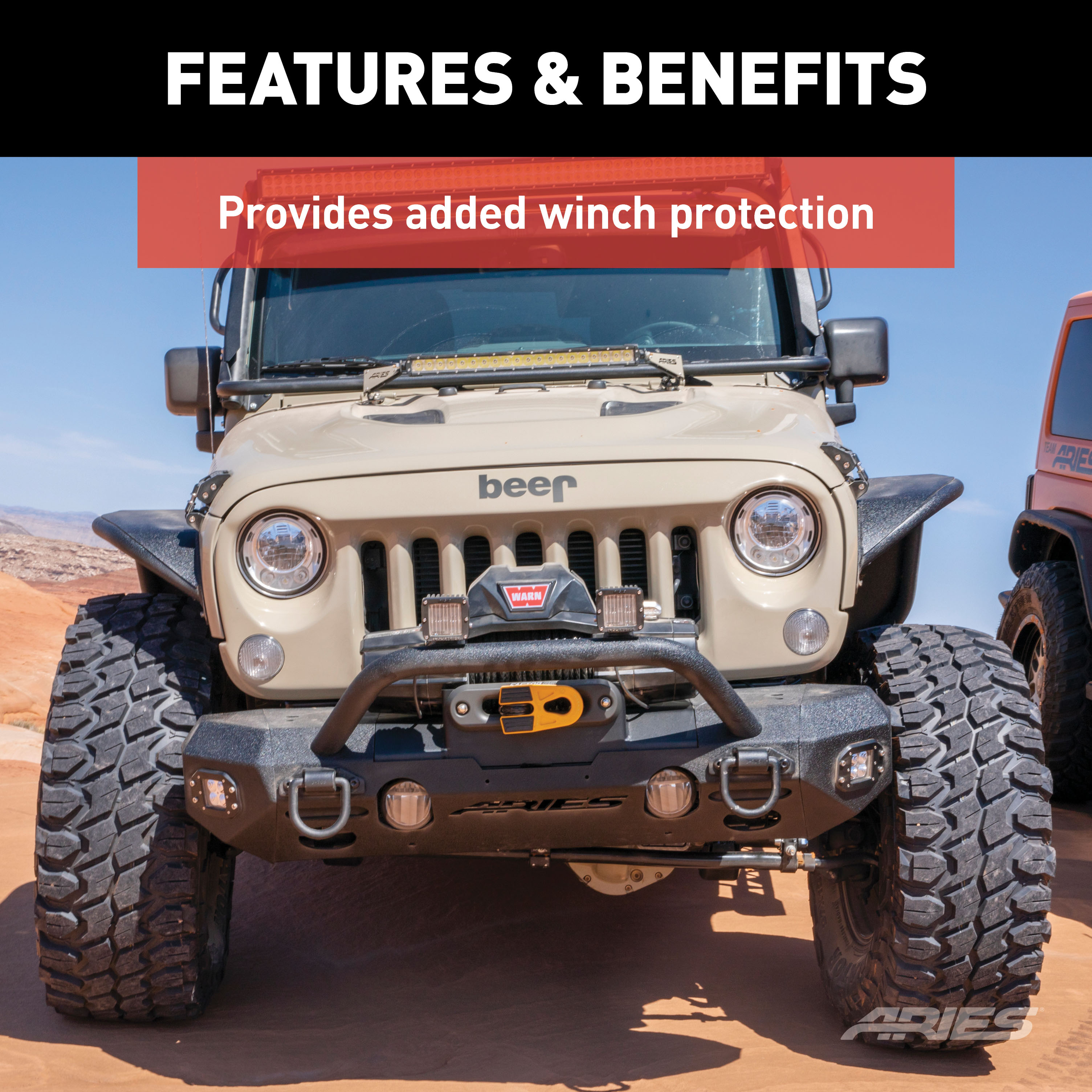 ARIES TrailChaser Jeep Wrangler Aluminum Front Bumper Round Brush Guard Bumper thumbnail 4