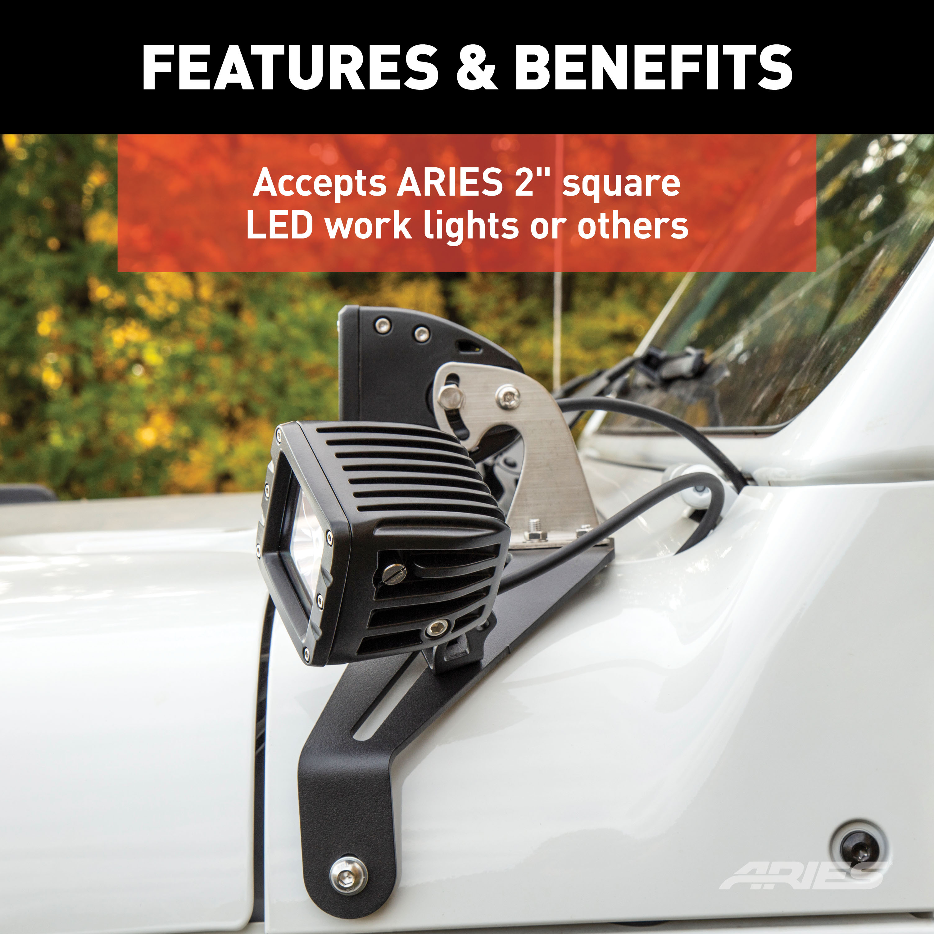ARIES Jeep JL Windshield Light Brackets Windshield Hinge Light Bracket thumbnail 2