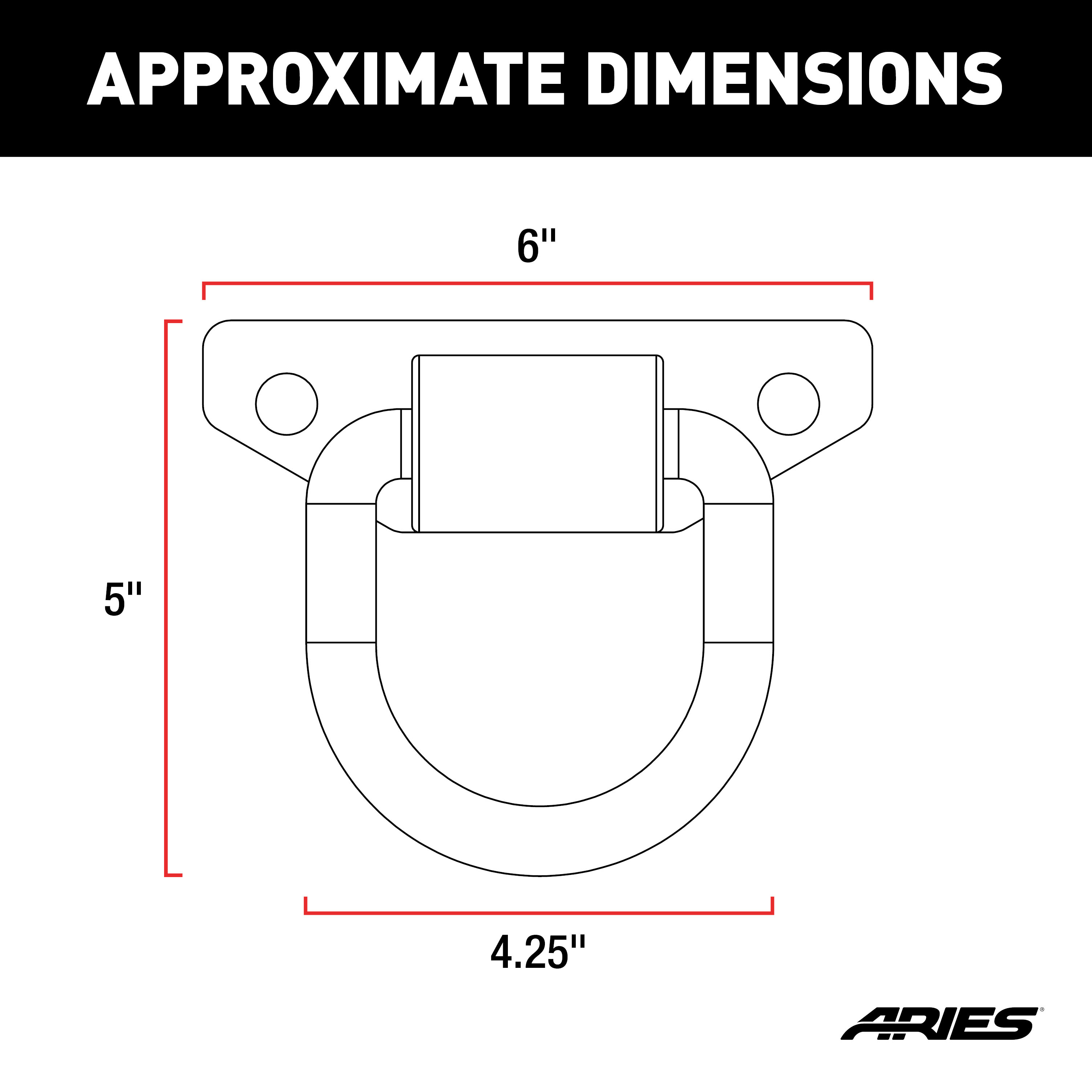 ARIES Bolt-On Anti-Rattle D-Rings (9,000 lbs, 2-Pack) Bumper D-Ring thumbnail 7