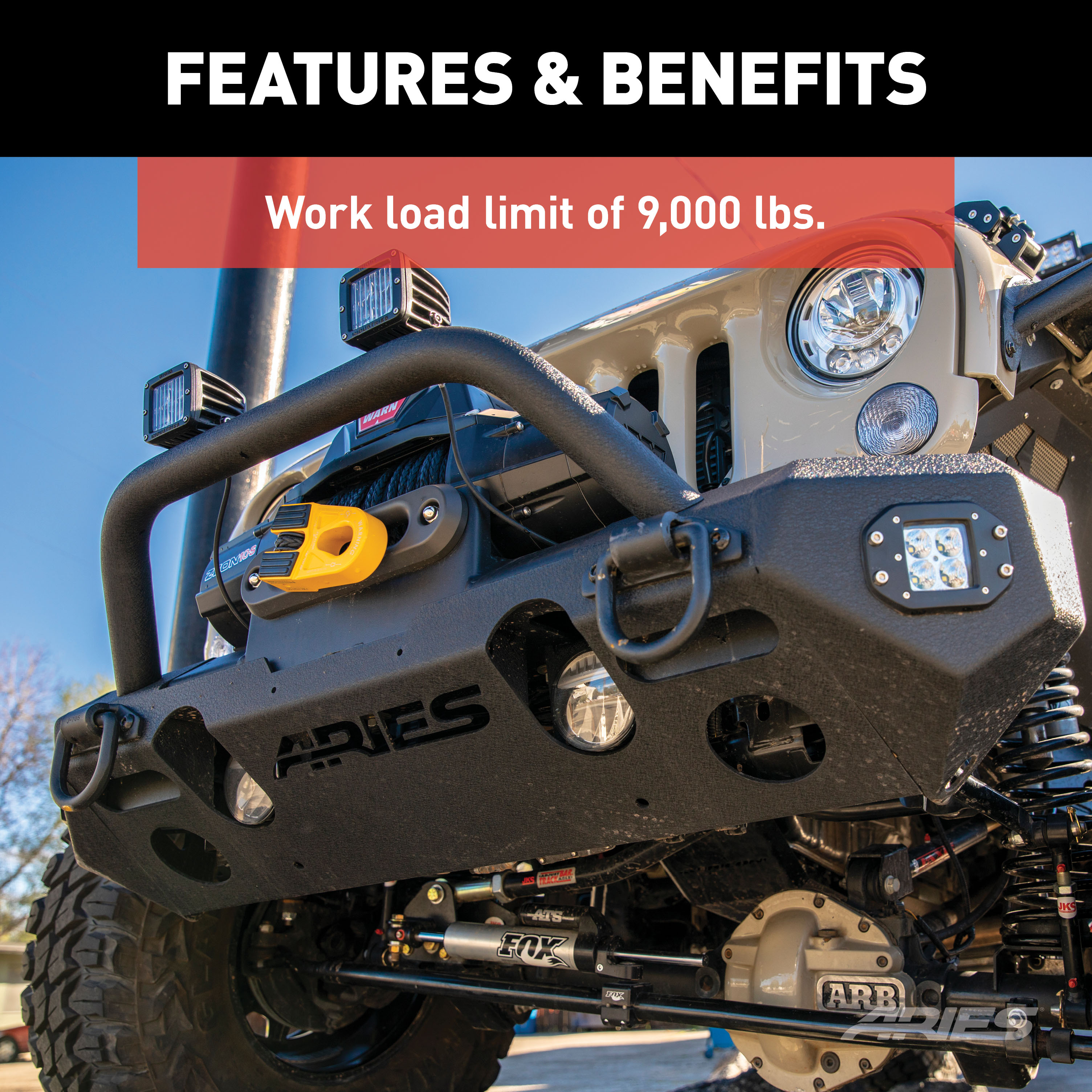 ARIES Bolt-On Anti-Rattle D-Rings (9,000 lbs, 2-Pack) Bumper D-Ring thumbnail 2