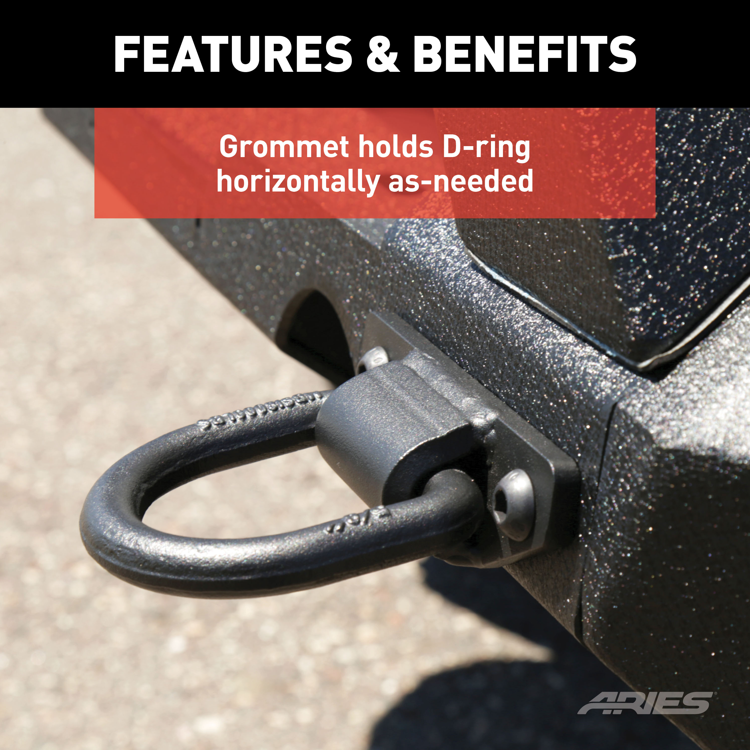 ARIES Bolt-On Anti-Rattle D-Rings (9,000 lbs, 2-Pack) Bumper D-Ring thumbnail 5