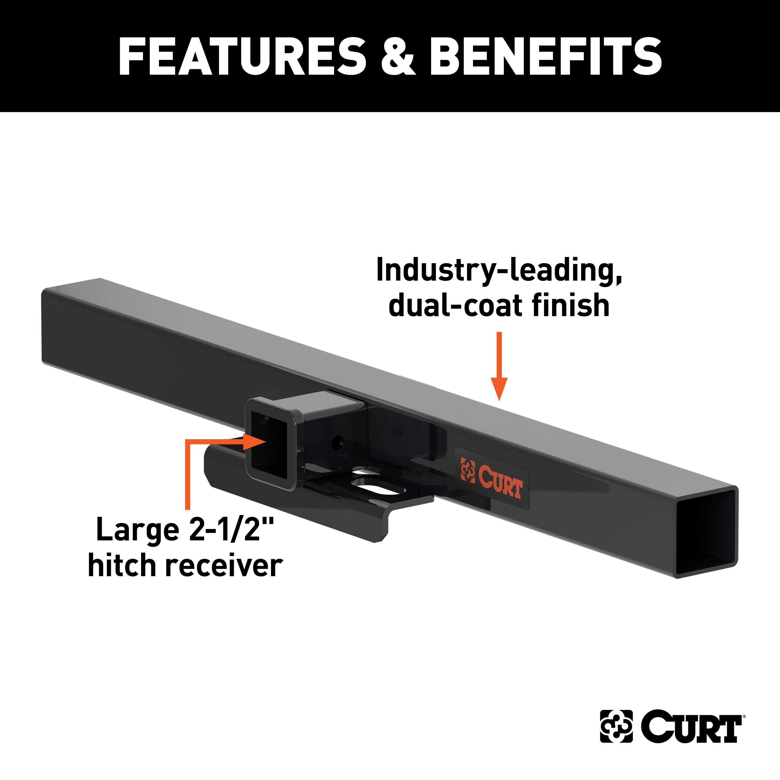 CURT 44" Universal Weld-On Hitch Center Section, 2-1/2" Receiver (No Side Plates) Trailer Hitch thumbnail 1