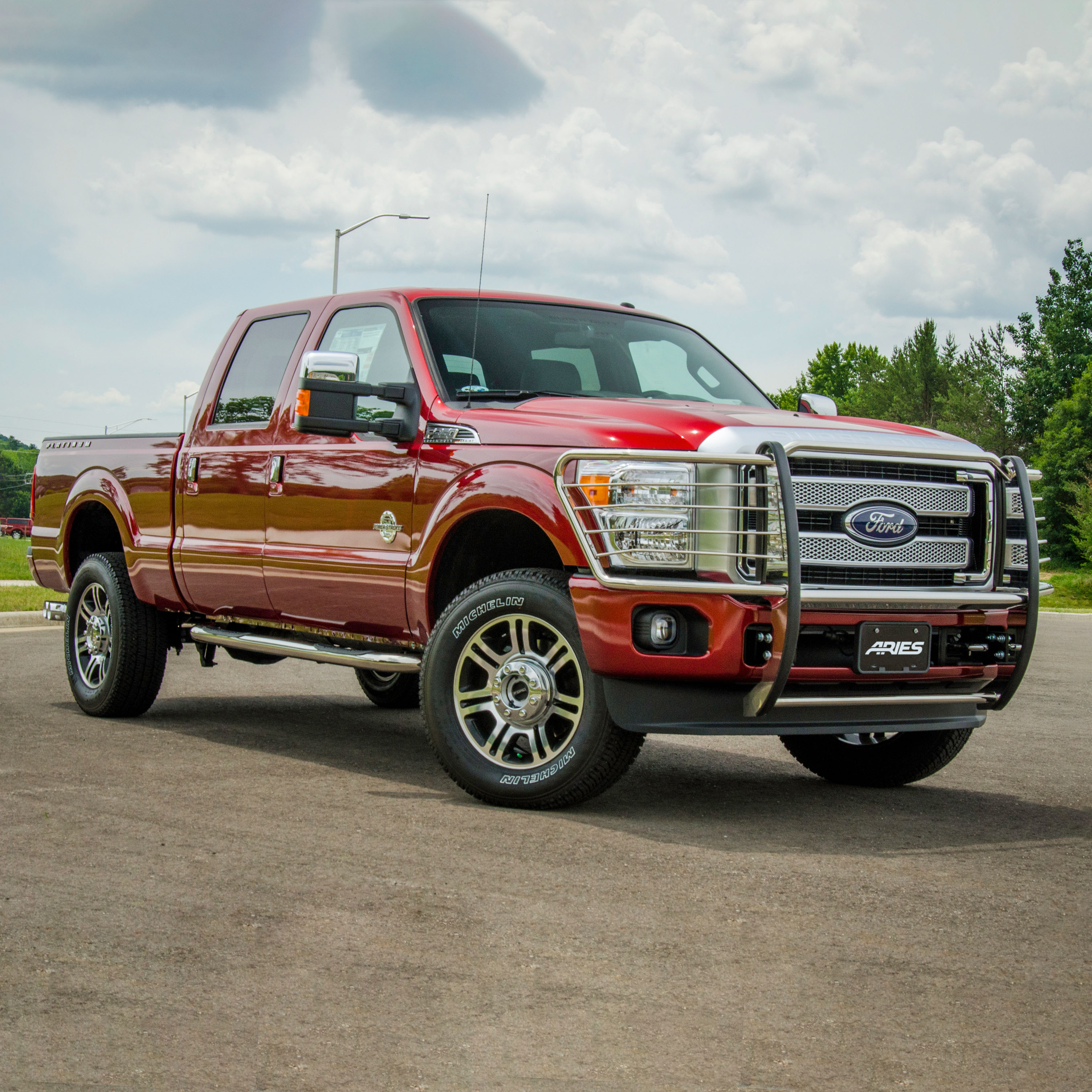 ARIES 3" Round Polished Stainless Side Bars, Select Ford Excursion, F-250, F-350 Step Nerf Bar Kit thumbnail 6