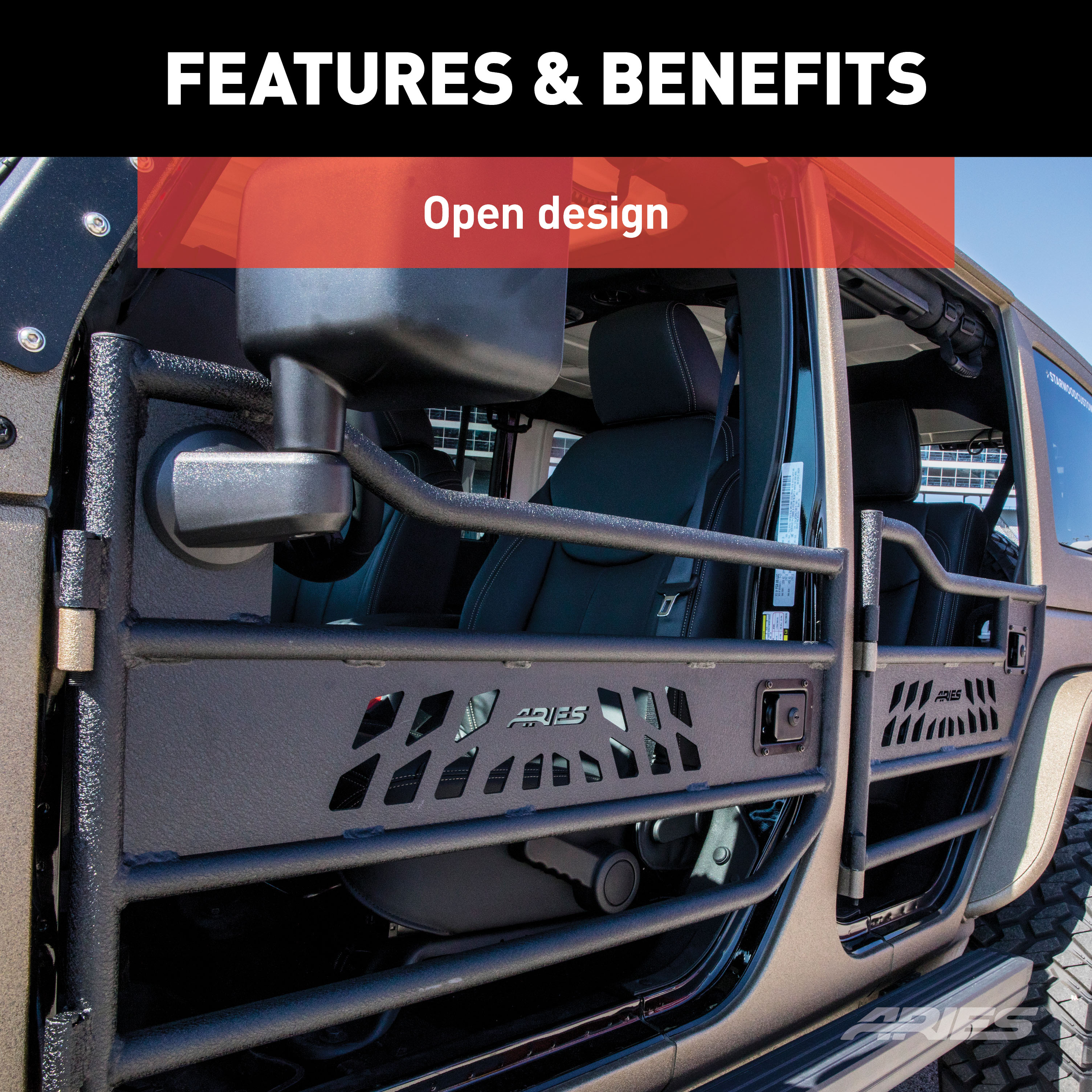 ARIES Jeep Wrangler JK Aluminum Rear Tube Doors Door thumbnail 3