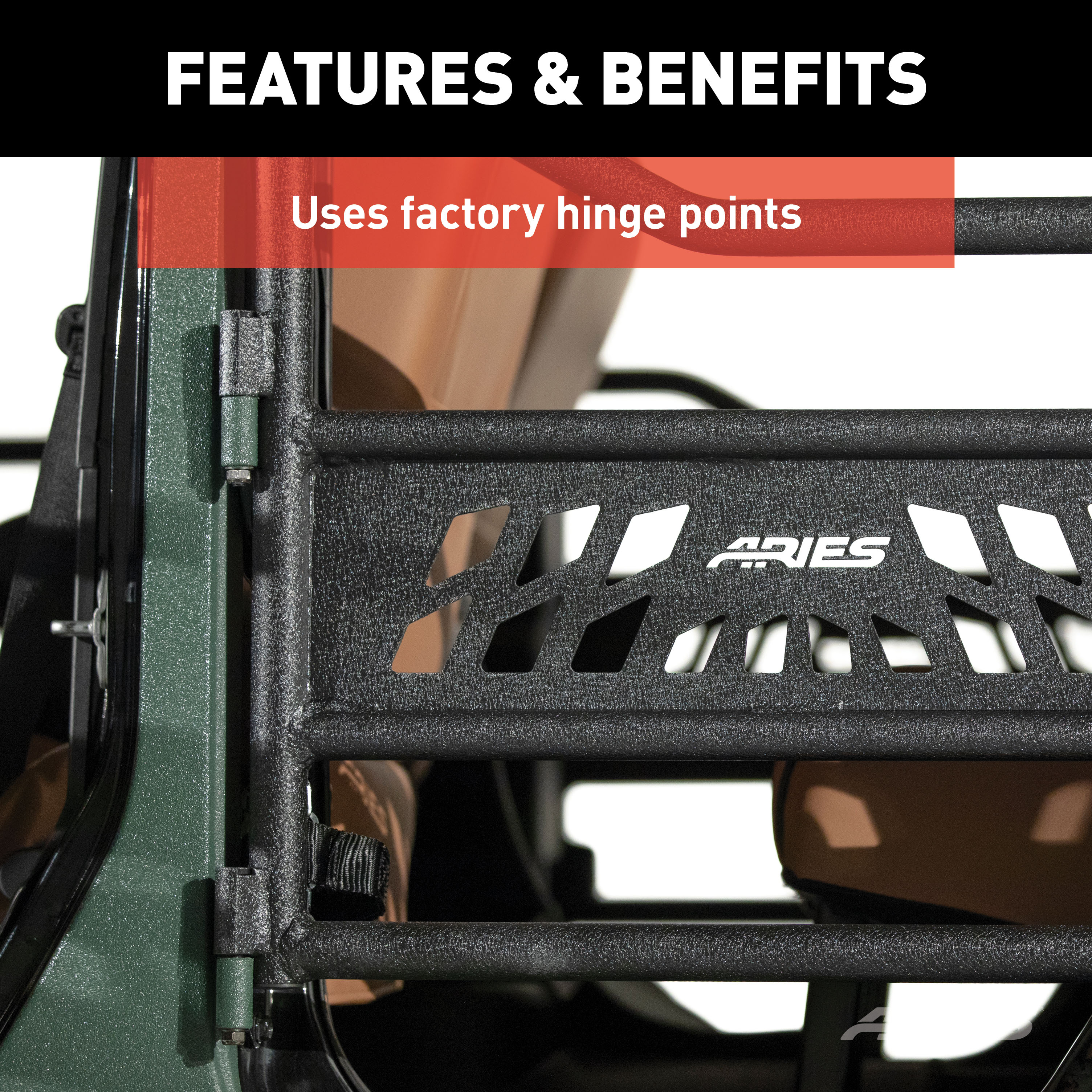 ARIES Jeep Wrangler JK Aluminum Rear Tube Doors Door thumbnail 4
