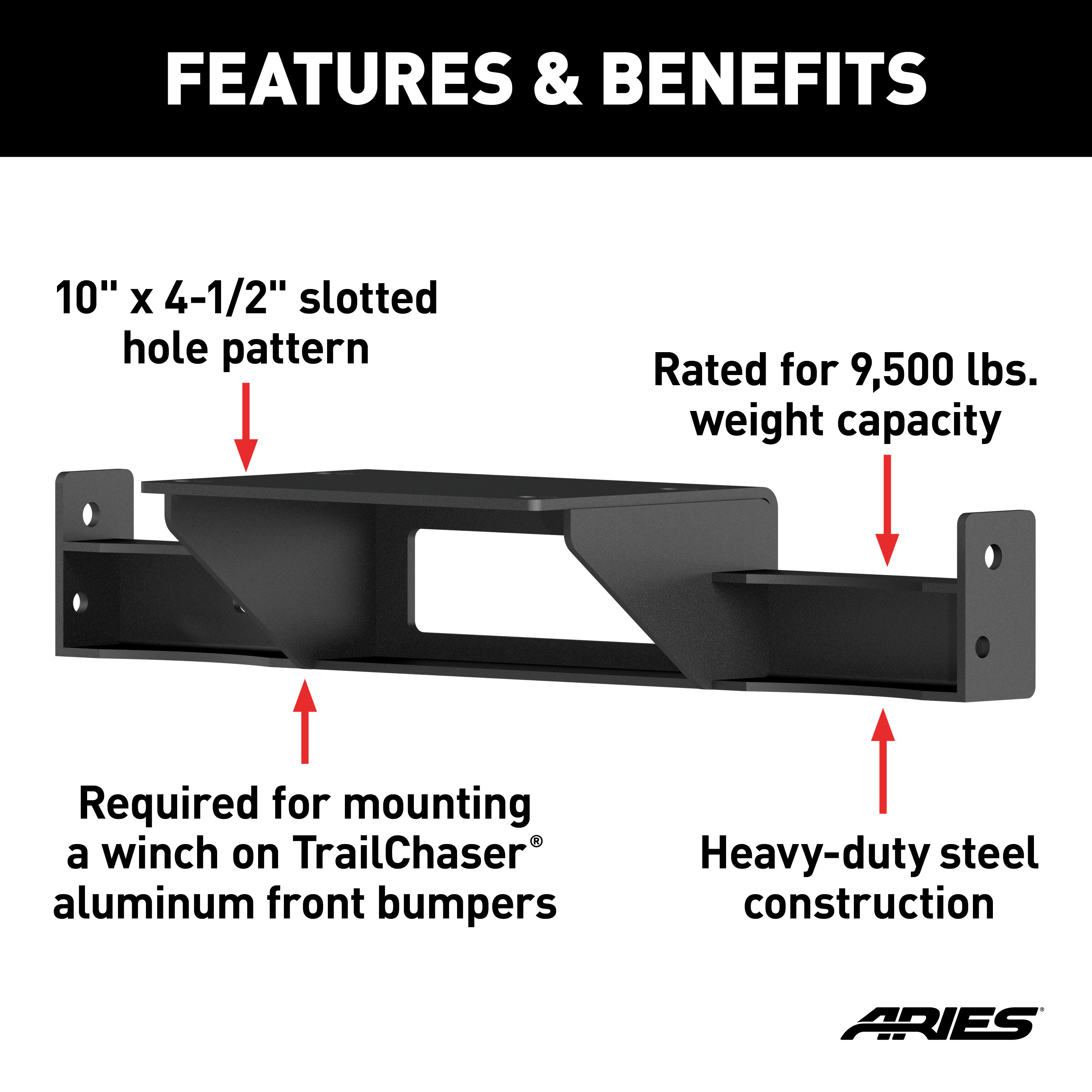 ARIES TrailChaser Bumper Jeep JK Winch Reinforcement Bracket Bumper Bracket thumbnail 1