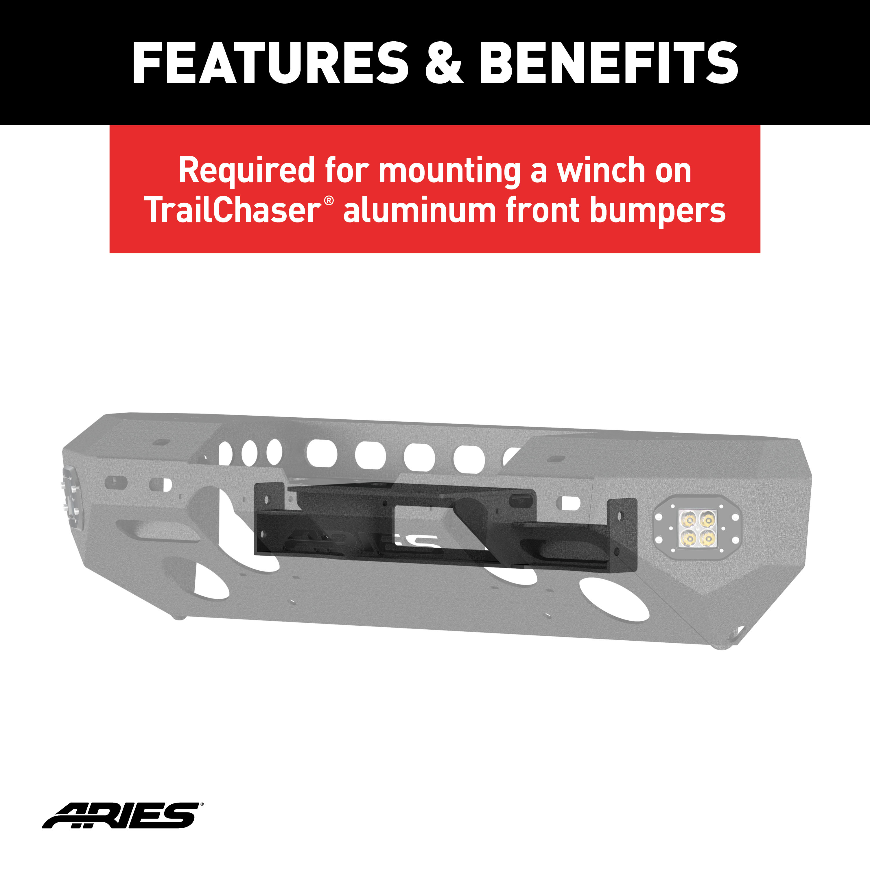ARIES TrailChaser Bumper Jeep JK Winch Reinforcement Bracket Bumper Bracket thumbnail 2