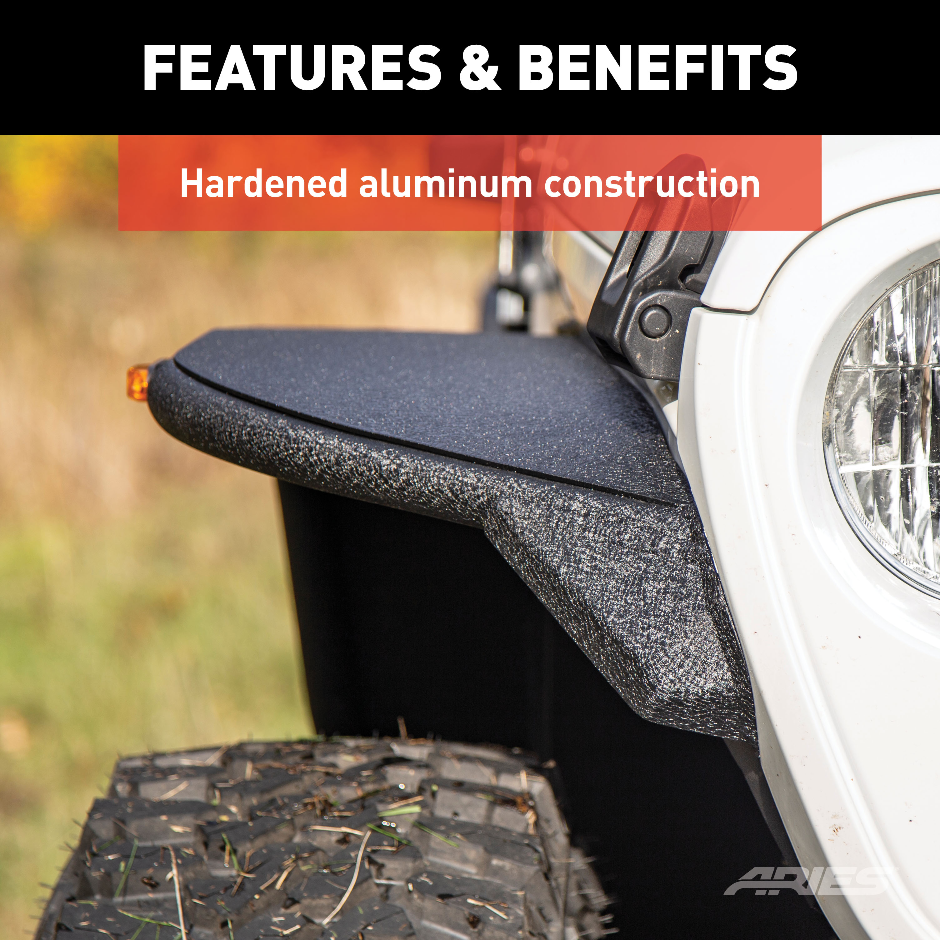 ARIES Jeep Wrangler JL Black Aluminum Front Fender Flares Fender Flare thumbnail 4
