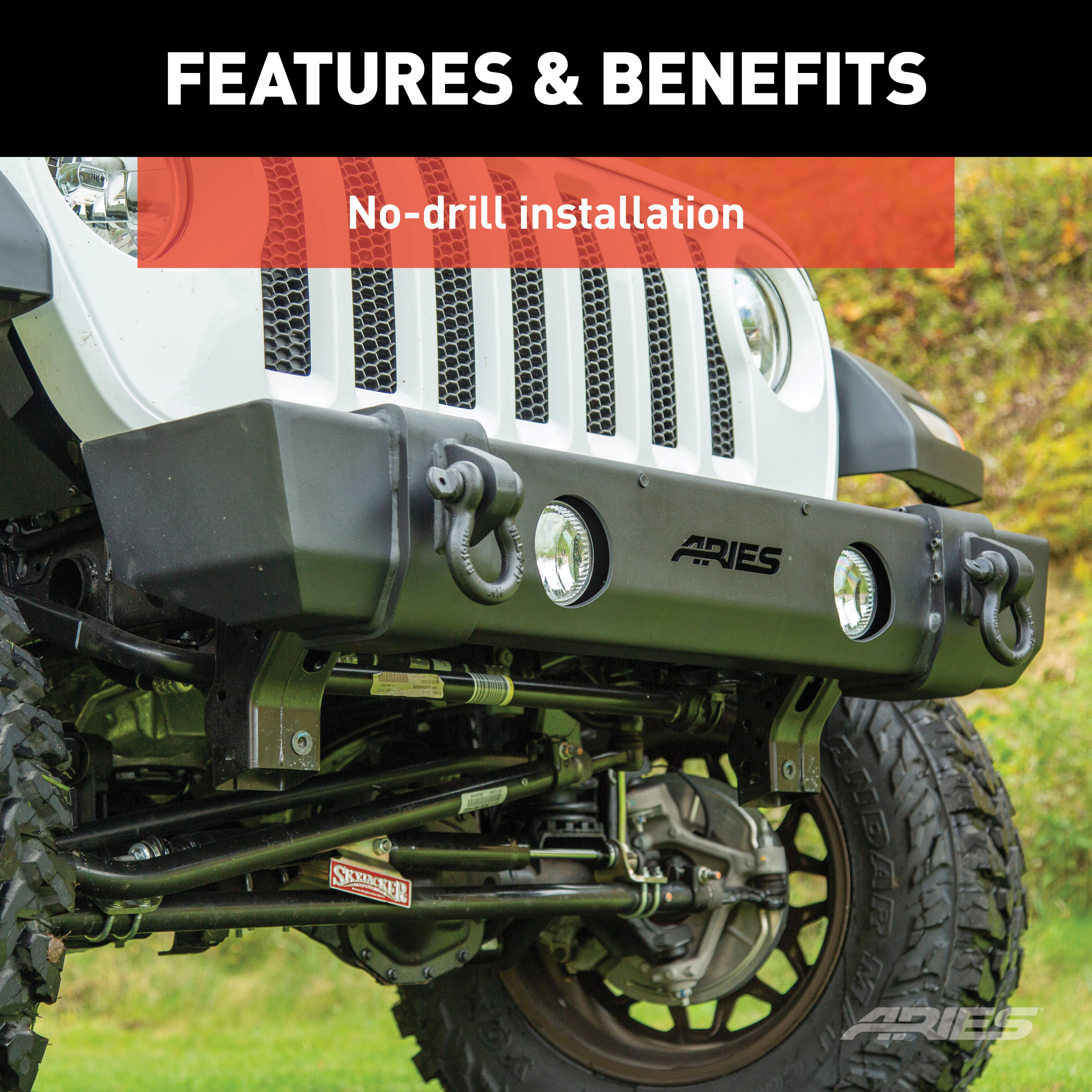 ARIES TrailCrusher Jeep Wrangler JL, Gladiator Steel Front Bumper, 12.5K Bumper thumbnail 6