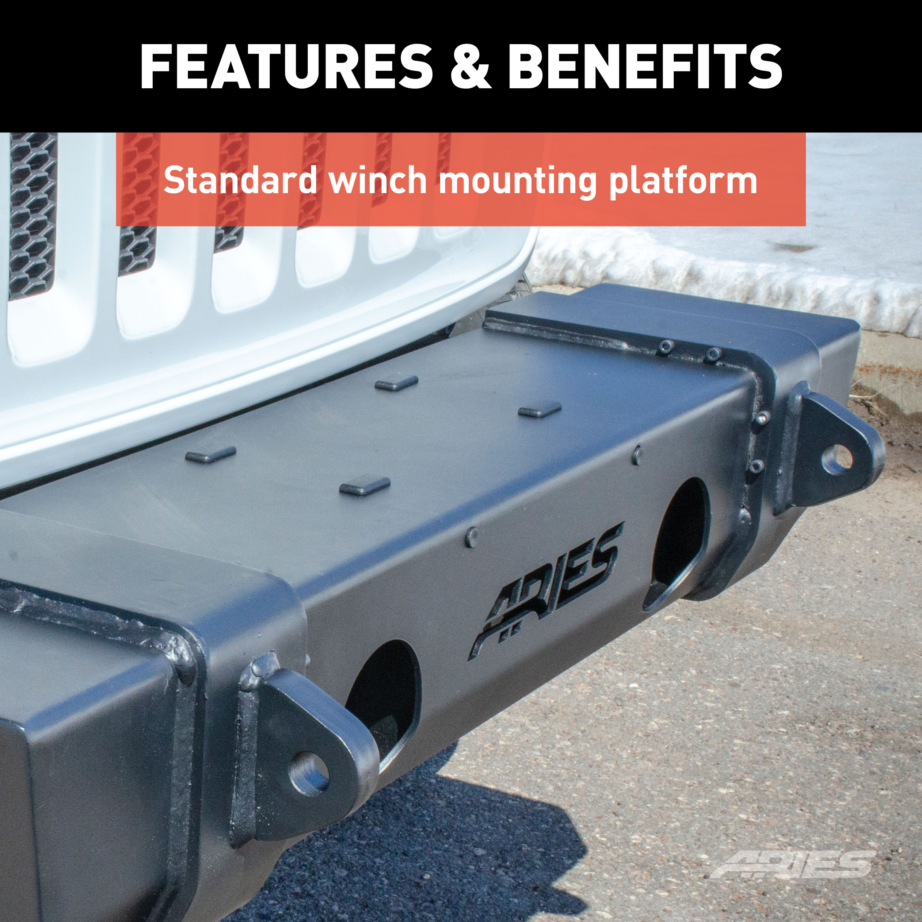 ARIES TrailCrusher Jeep Wrangler JL, Gladiator Steel Front Bumper, 12.5K Bumper thumbnail 4