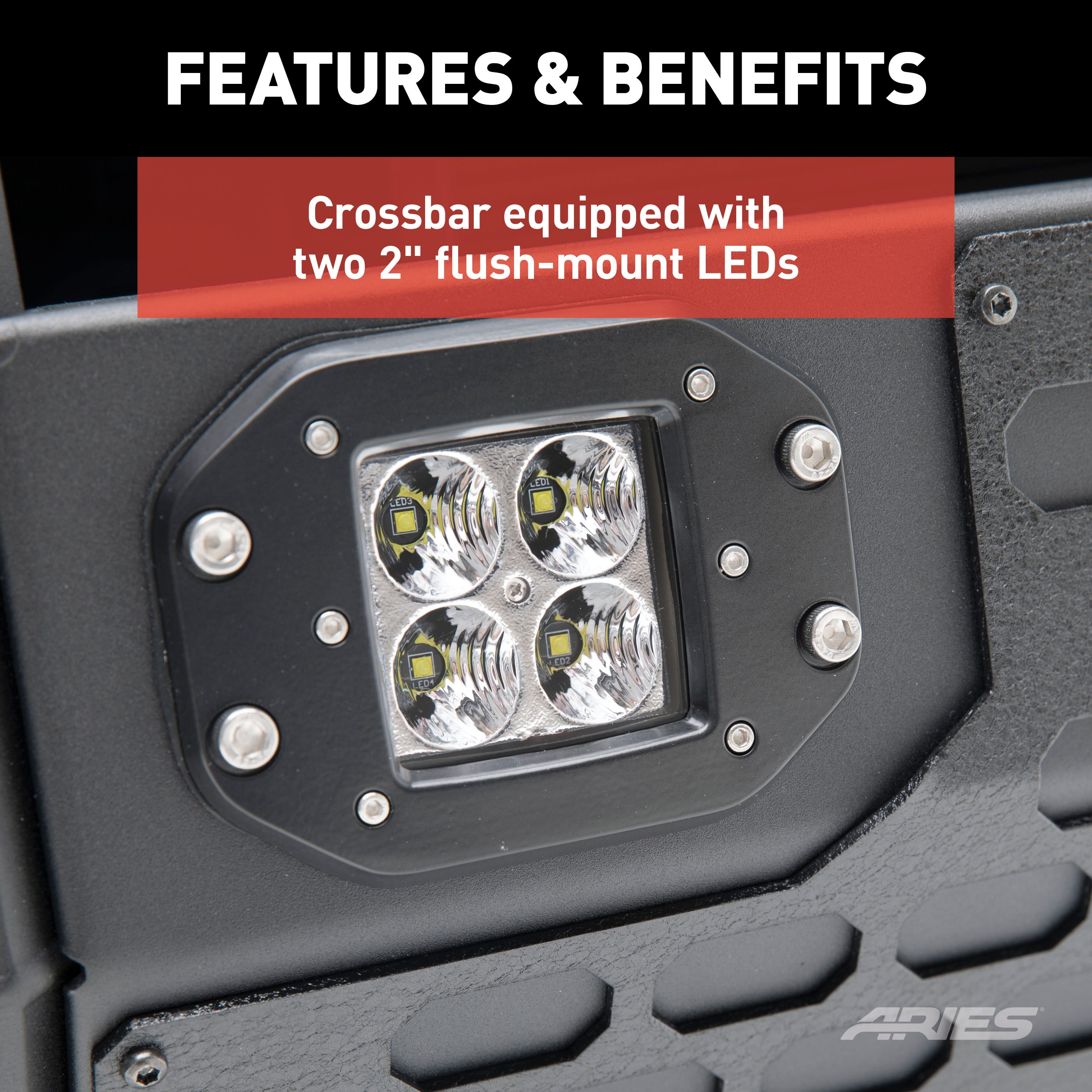 ARIES AdvantEDGE 5-1/2" Black Aluminum Bull Bar with Lights, Select Ford F-150 Brush Guard thumbnail 8