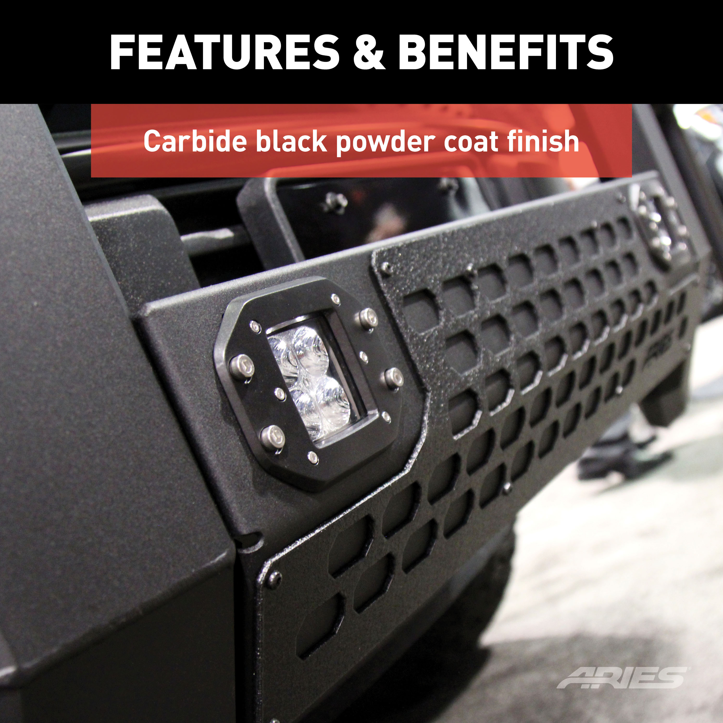 ARIES AdvantEDGE 5-1/2" Black Aluminum Bull Bar with Lights, Select Ford F-150 Brush Guard thumbnail 9