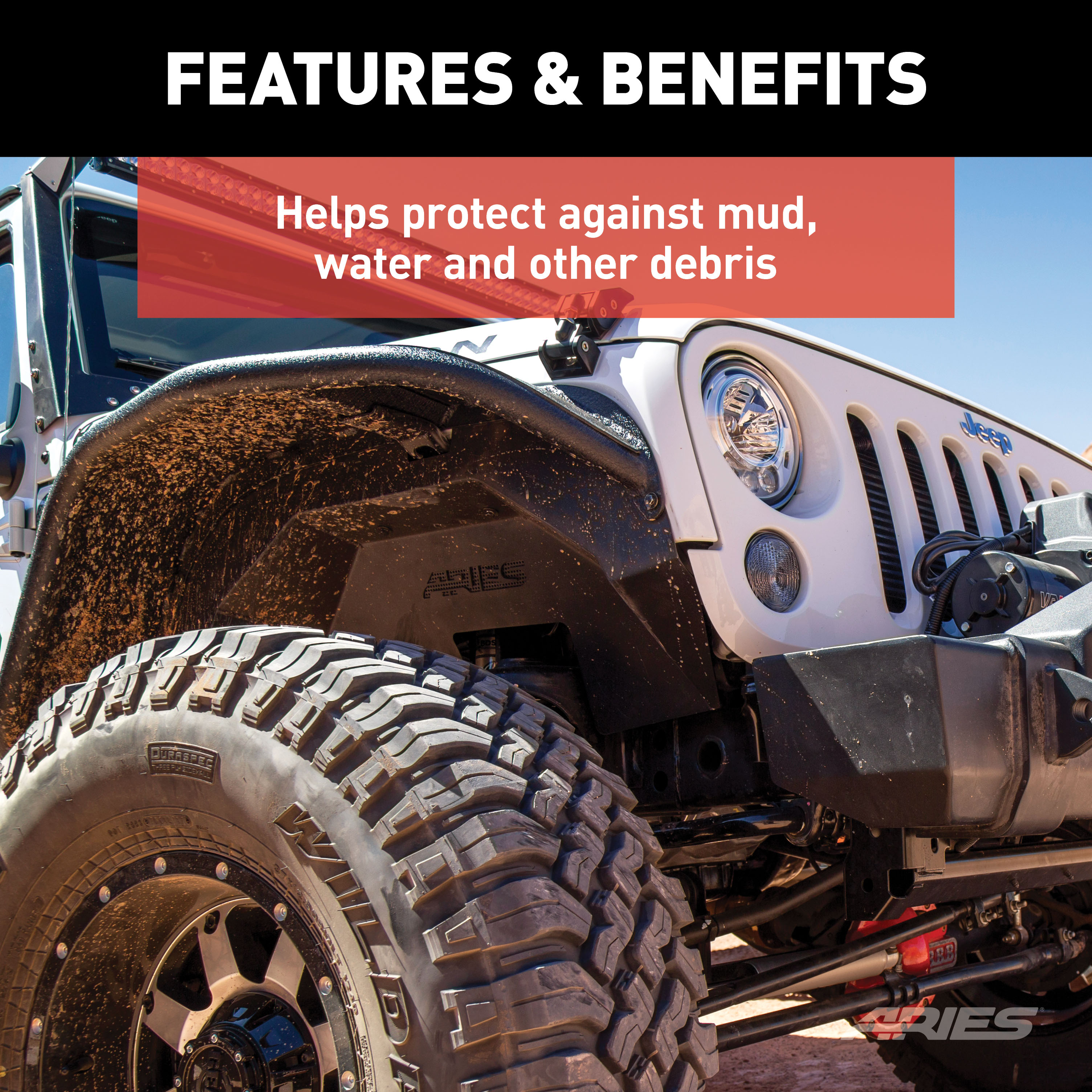 ARIES Jeep Wrangler JK Aluminum Front Inner Fender Liners Fender Liner thumbnail 2