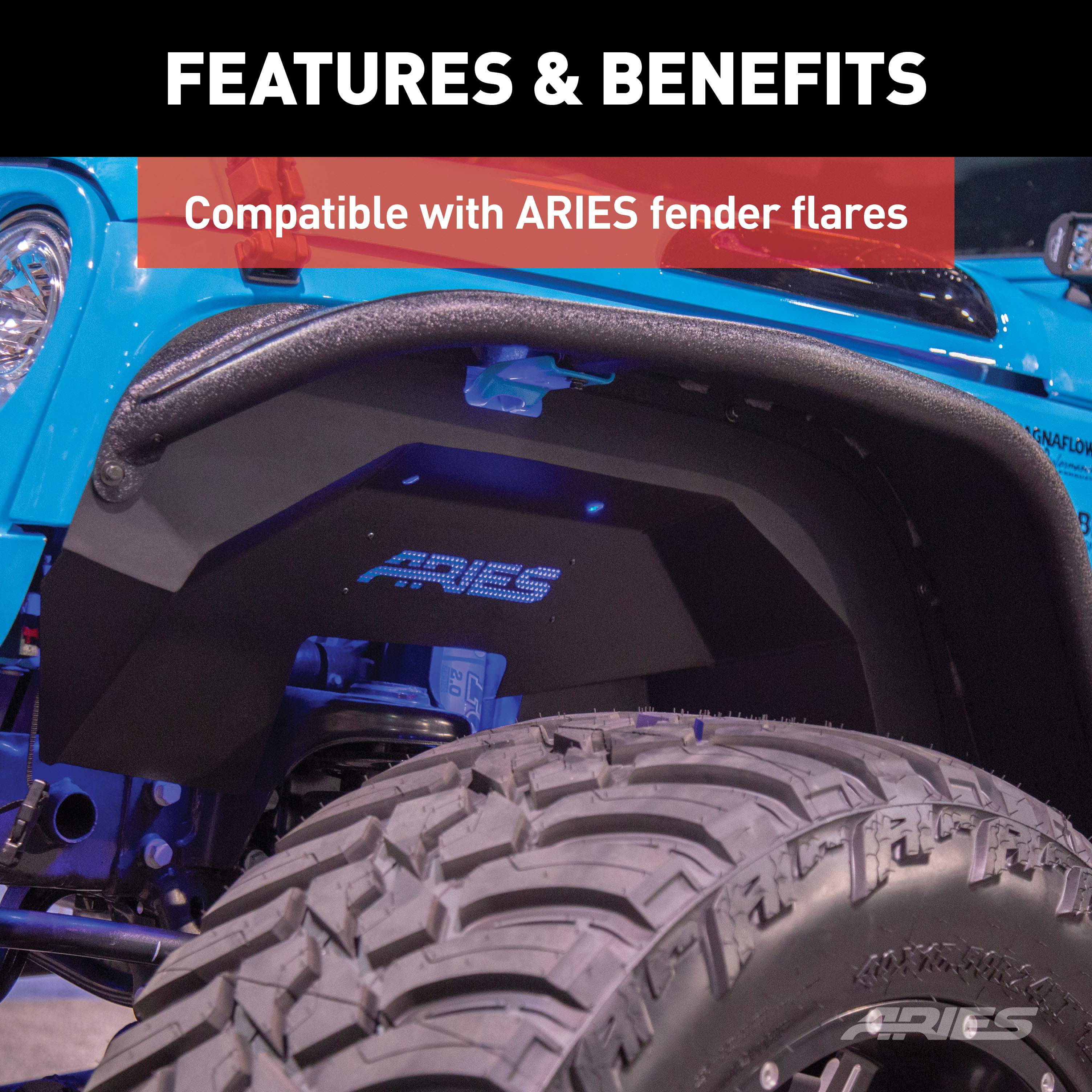 ARIES Jeep Wrangler JK Aluminum Front Inner Fender Liners Fender Liner thumbnail 4
