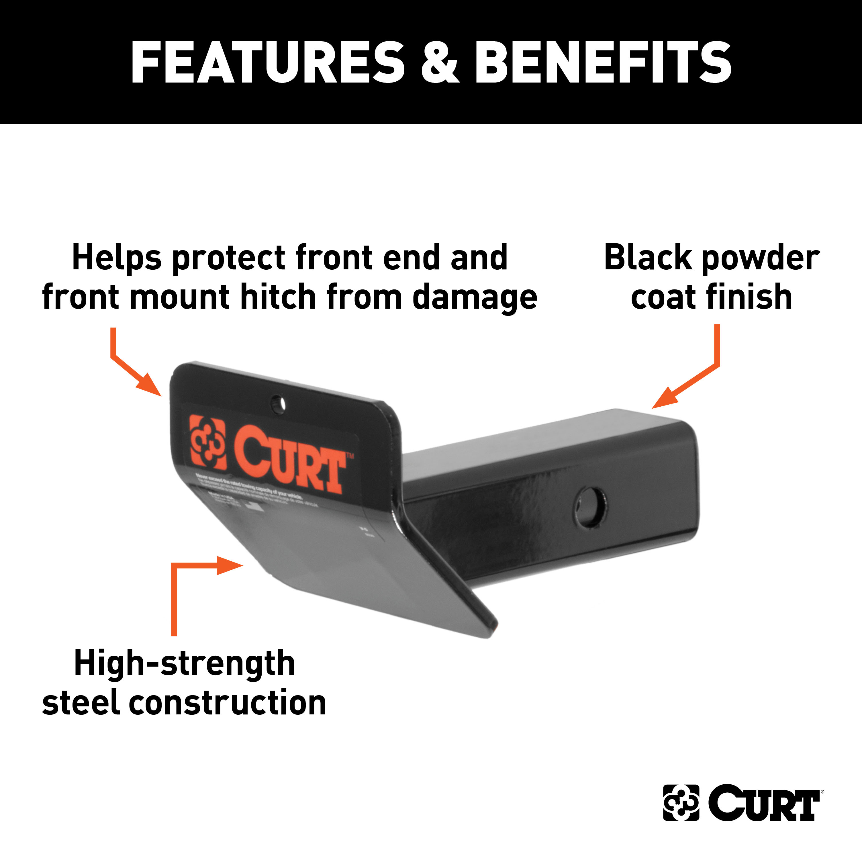 CURT Hitch-Mounted Skid Shield (Fits 2" Receiver) Trailer Hitch thumbnail 1