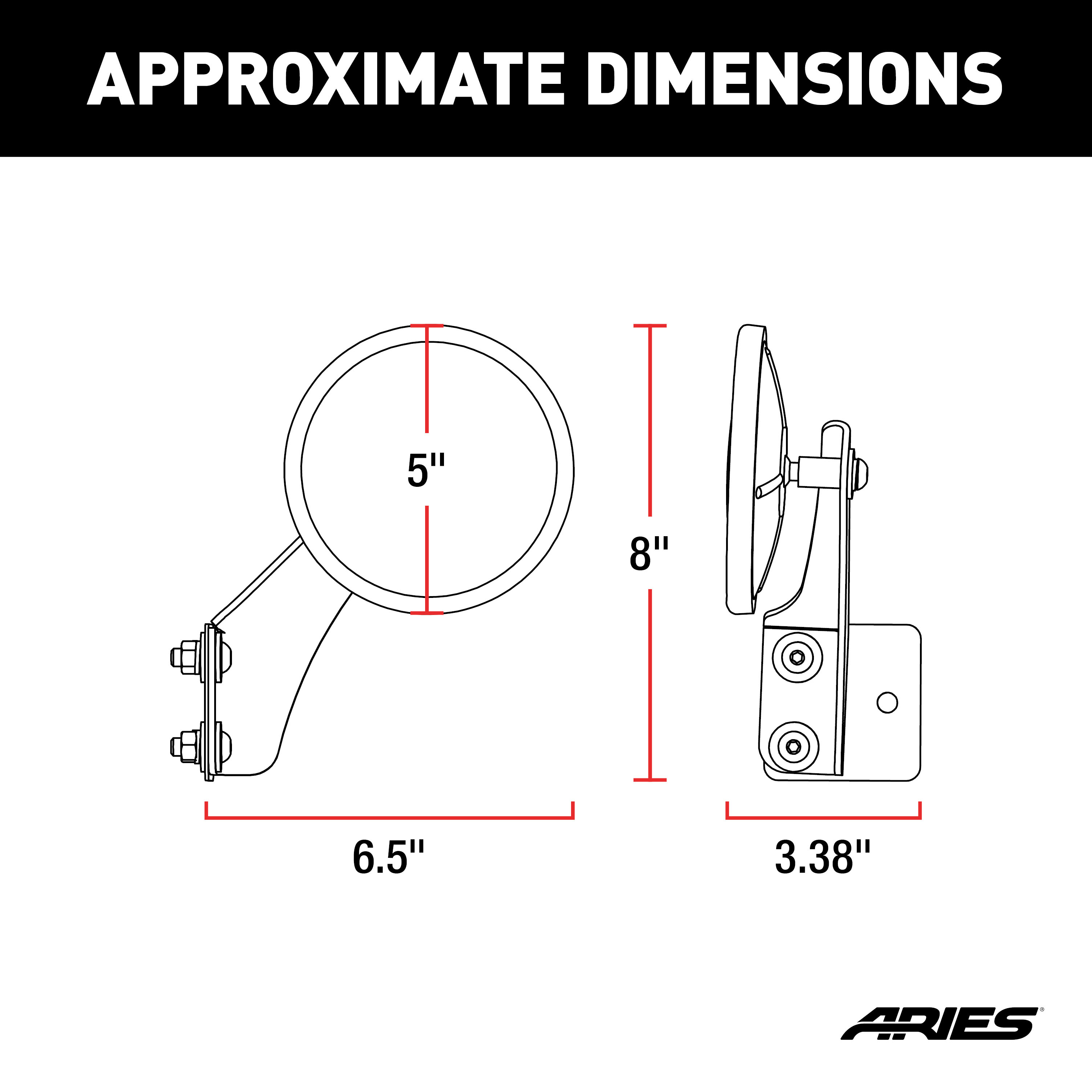 ARIES Offroad Jeep Wrangler Tube Door Mirrors (2-Pack) Door Mirror thumbnail 6