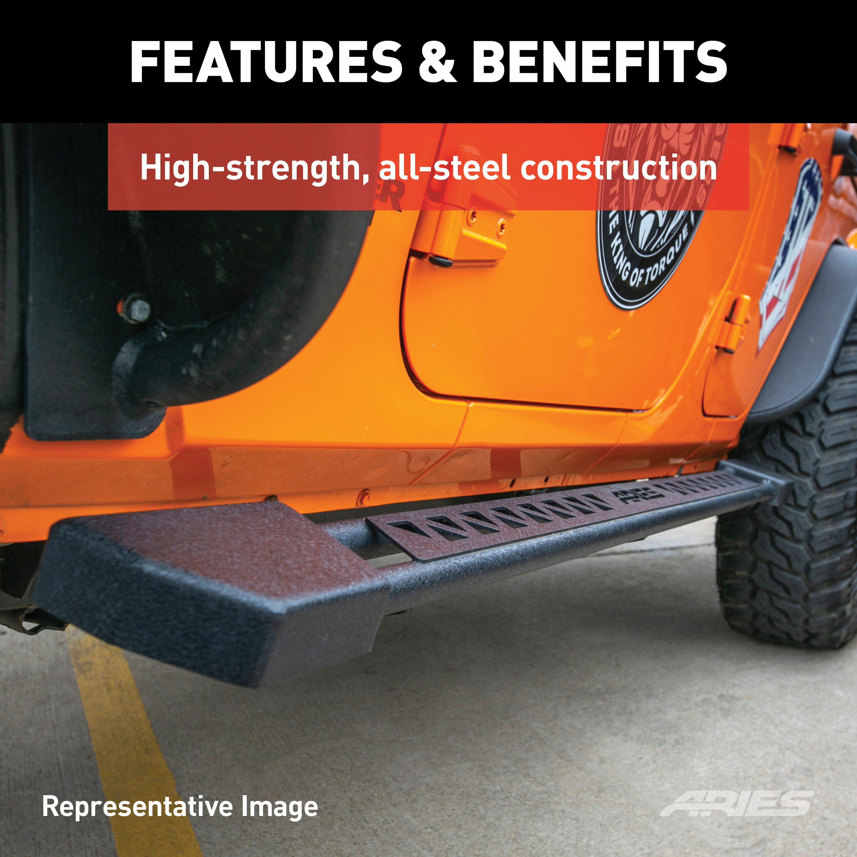 ARIES Rocker Step Running Boards, Select Toyota Tacoma Step Nerf Bar Kit thumbnail 6