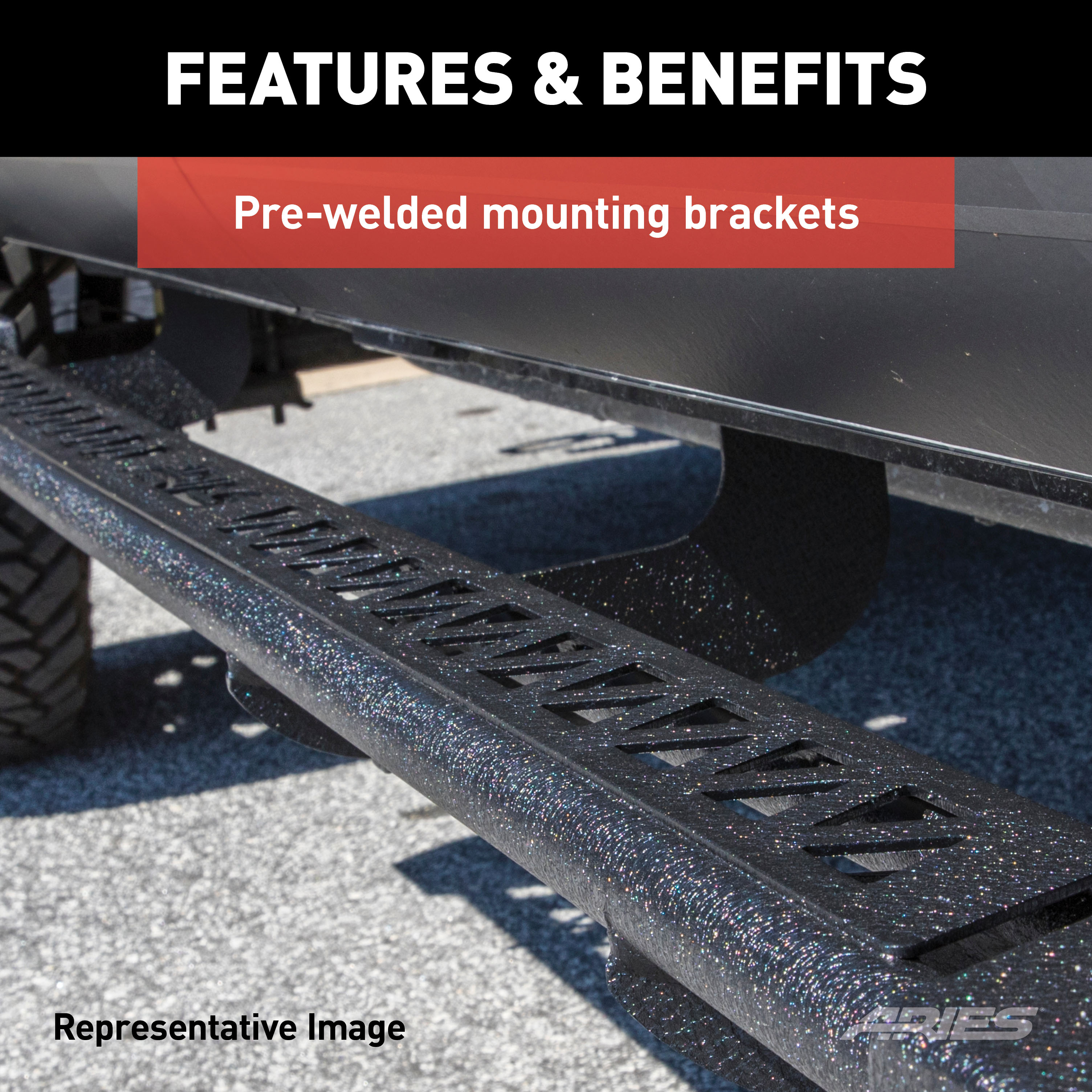 ARIES Rocker Step Running Boards, Select Toyota Tacoma Step Nerf Bar Kit thumbnail 7