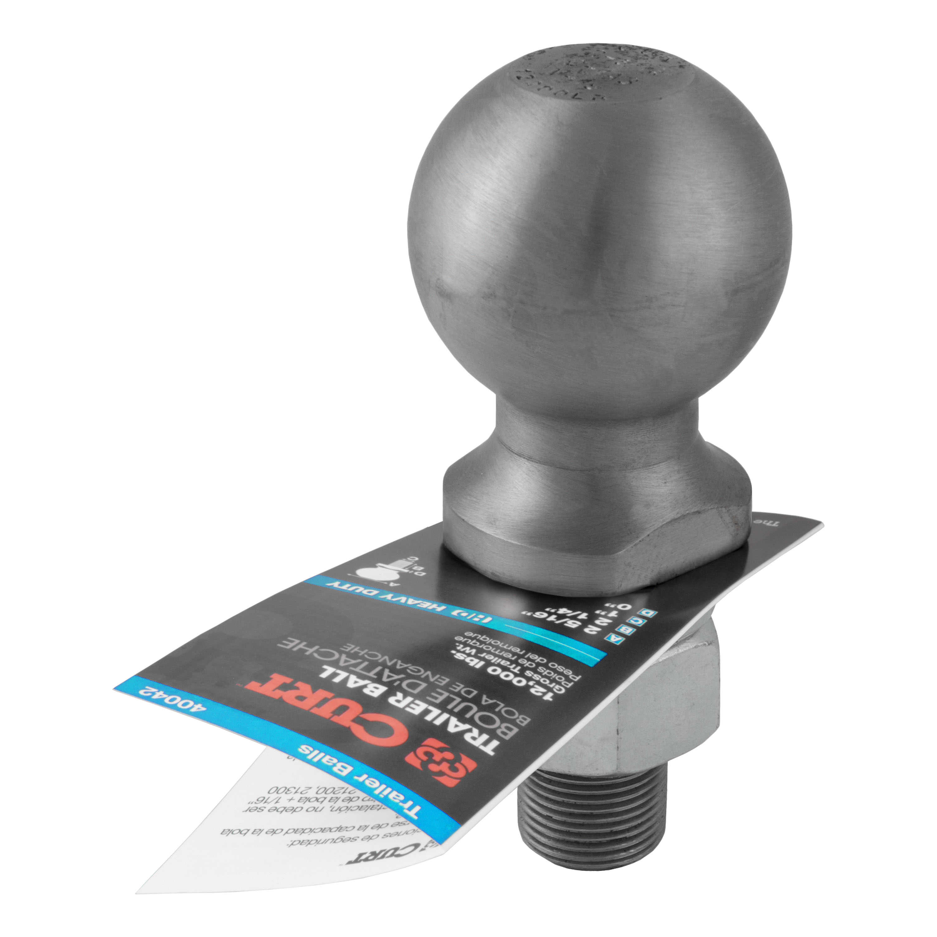 CURT 2-5/16" Trailer Ball (1" x 2-1/4" Shank, 12,000 lbs., Raw Steel) Trailer Hitch Ball thumbnail 2