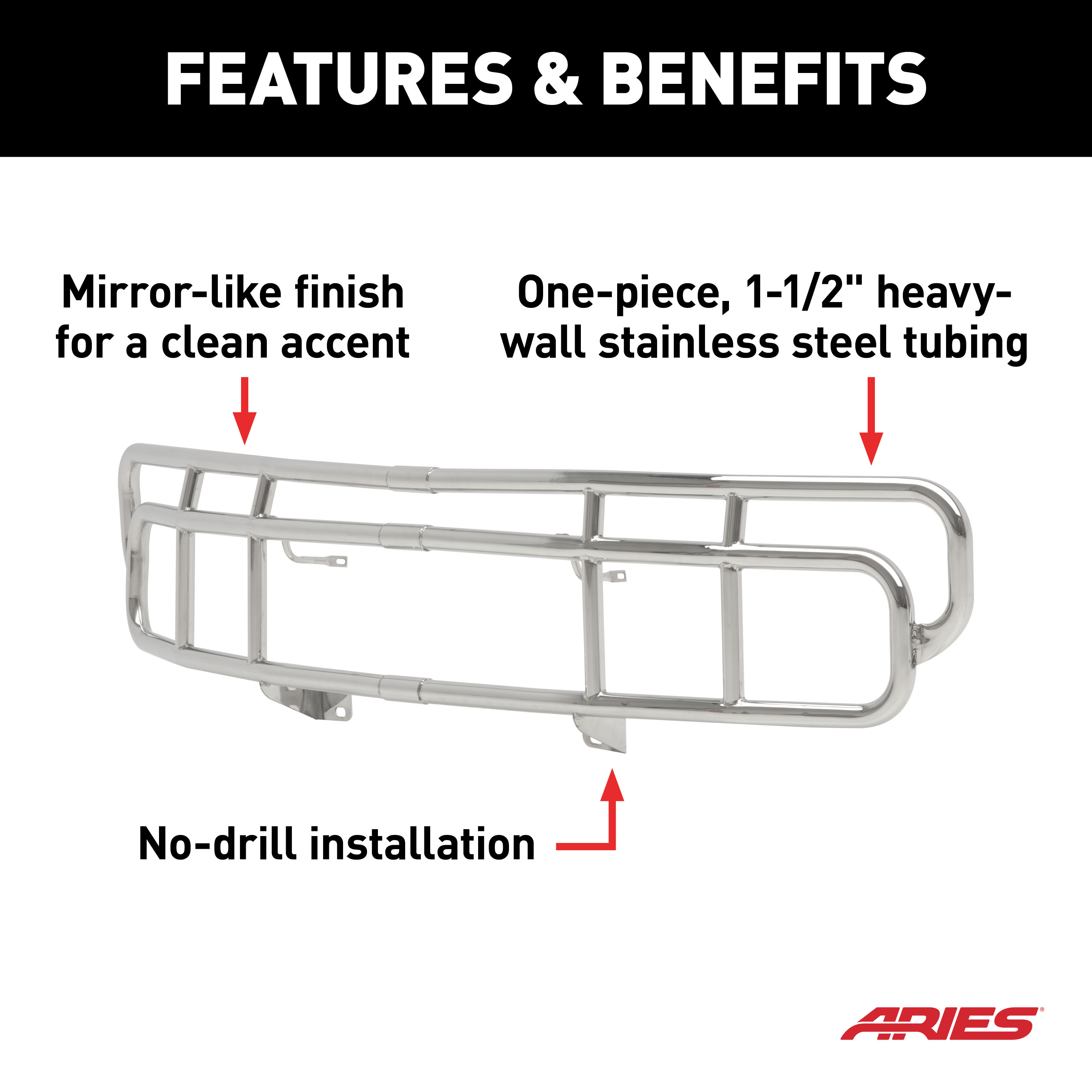 ARIES Polished Stainless Grille Guard, Select Hummer H2 Grille Guard thumbnail 5