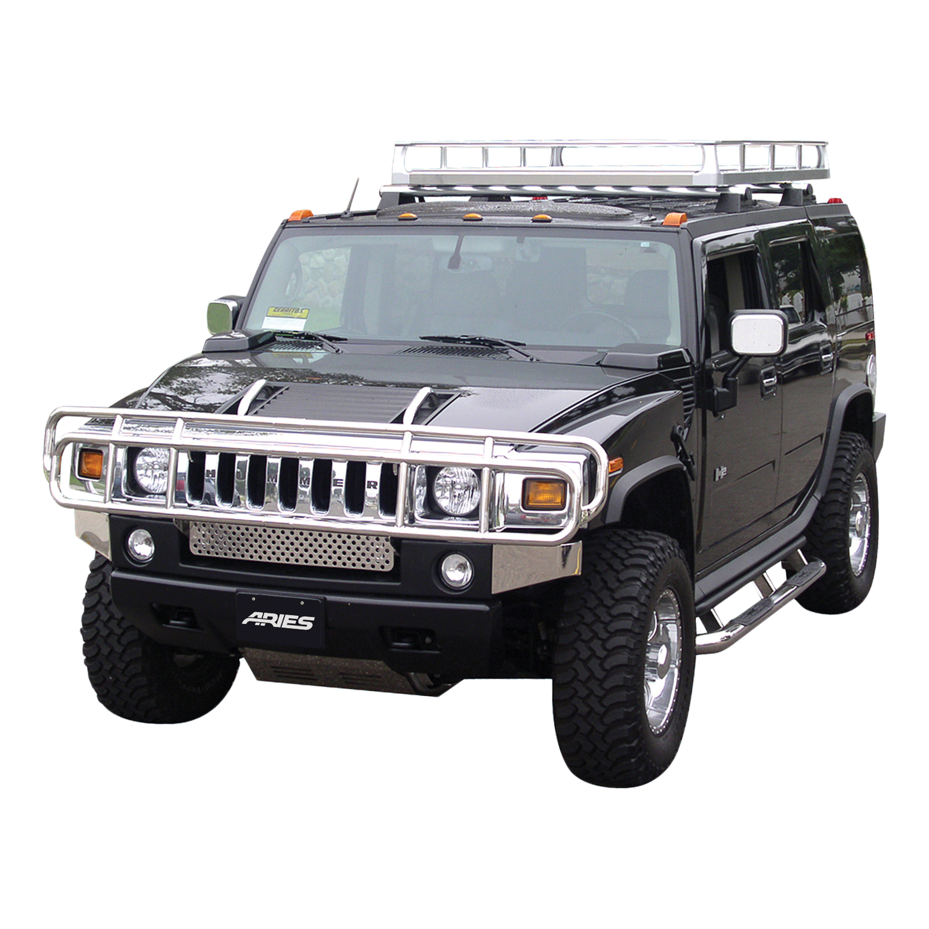 ARIES Polished Stainless Grille Guard, Select Hummer H2 Grille Guard thumbnail 9