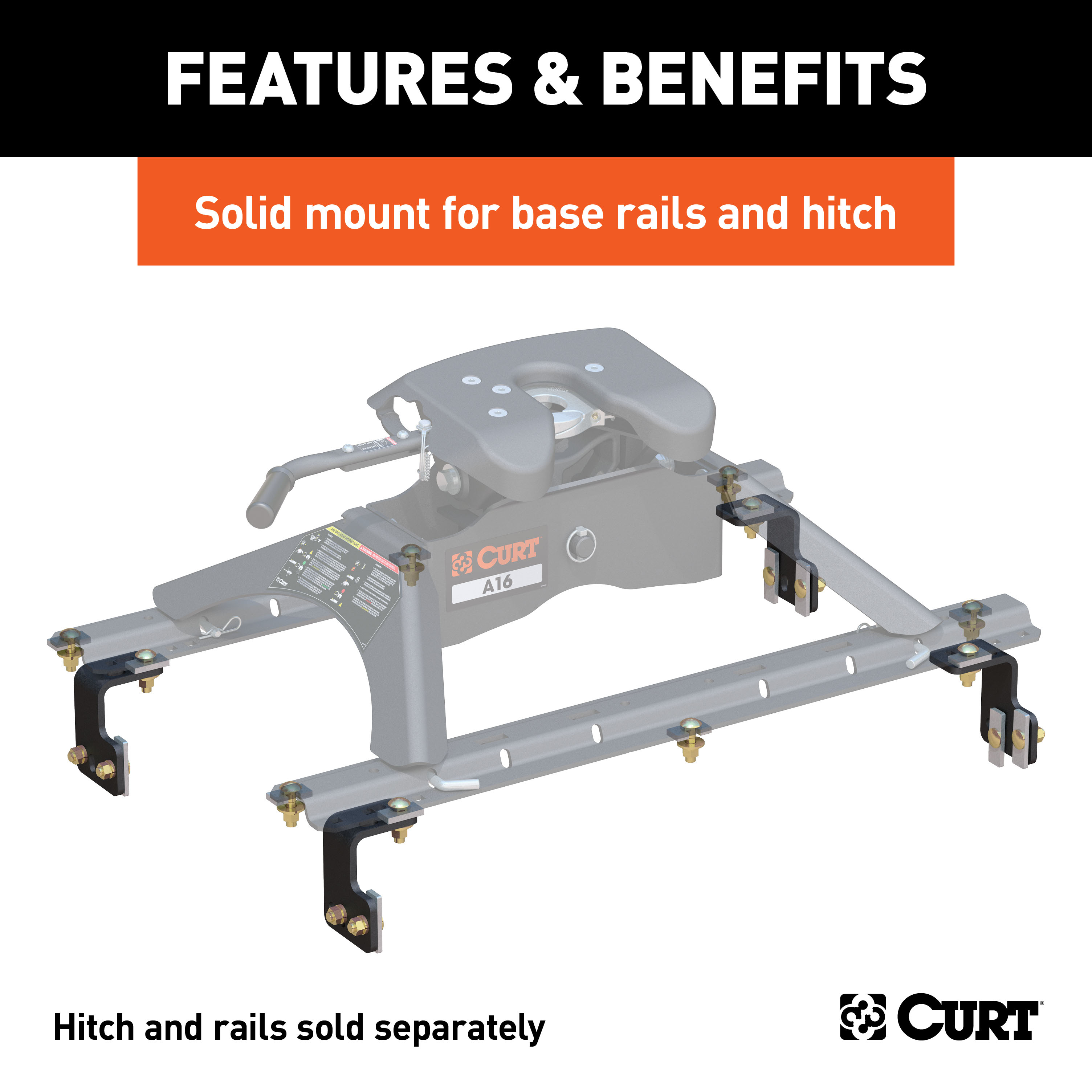 CURT Semi-Custom 5th Wheel Brackets, Select Ford F-150 Fifth Wheel Trailer Hitch Bracket thumbnail 1