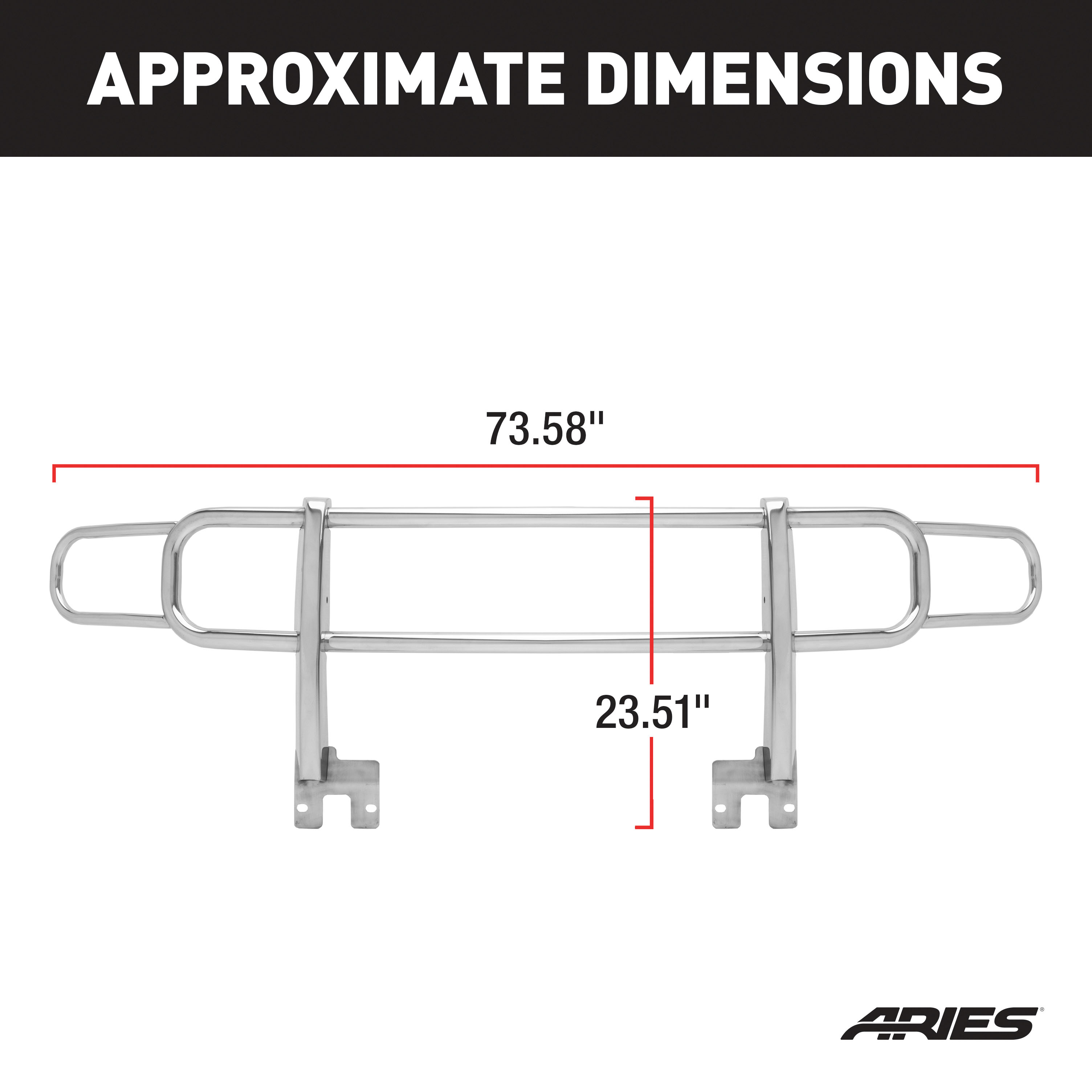 ARIES Polished Stainless Grille Guard, Select Hummer H3, H3T Grille Guard thumbnail 4