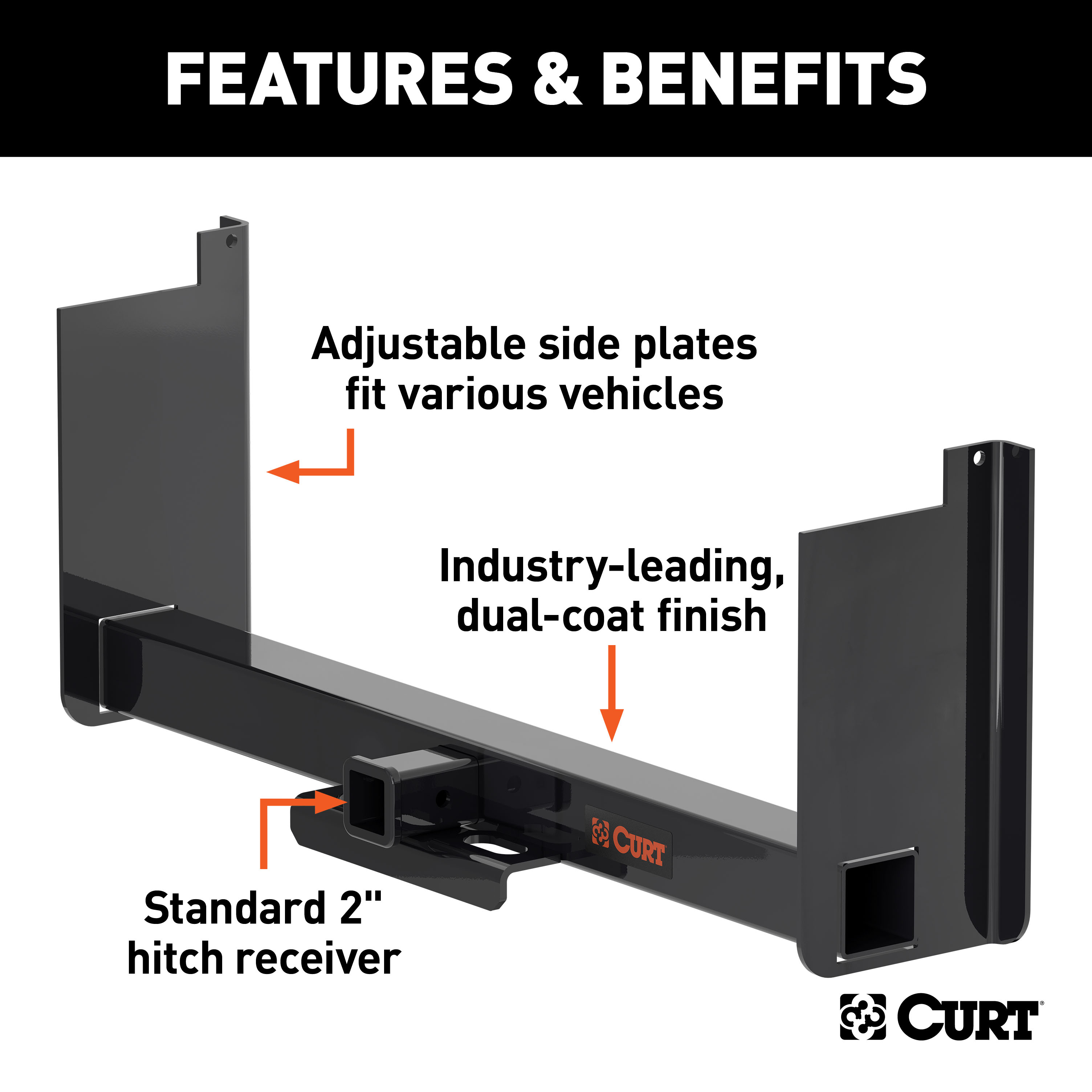 CURT Universal Weld-On Trailer Hitch, 2" Receiver (Up to 44" Frames, 18" Drop) Trailer Hitch thumbnail 1