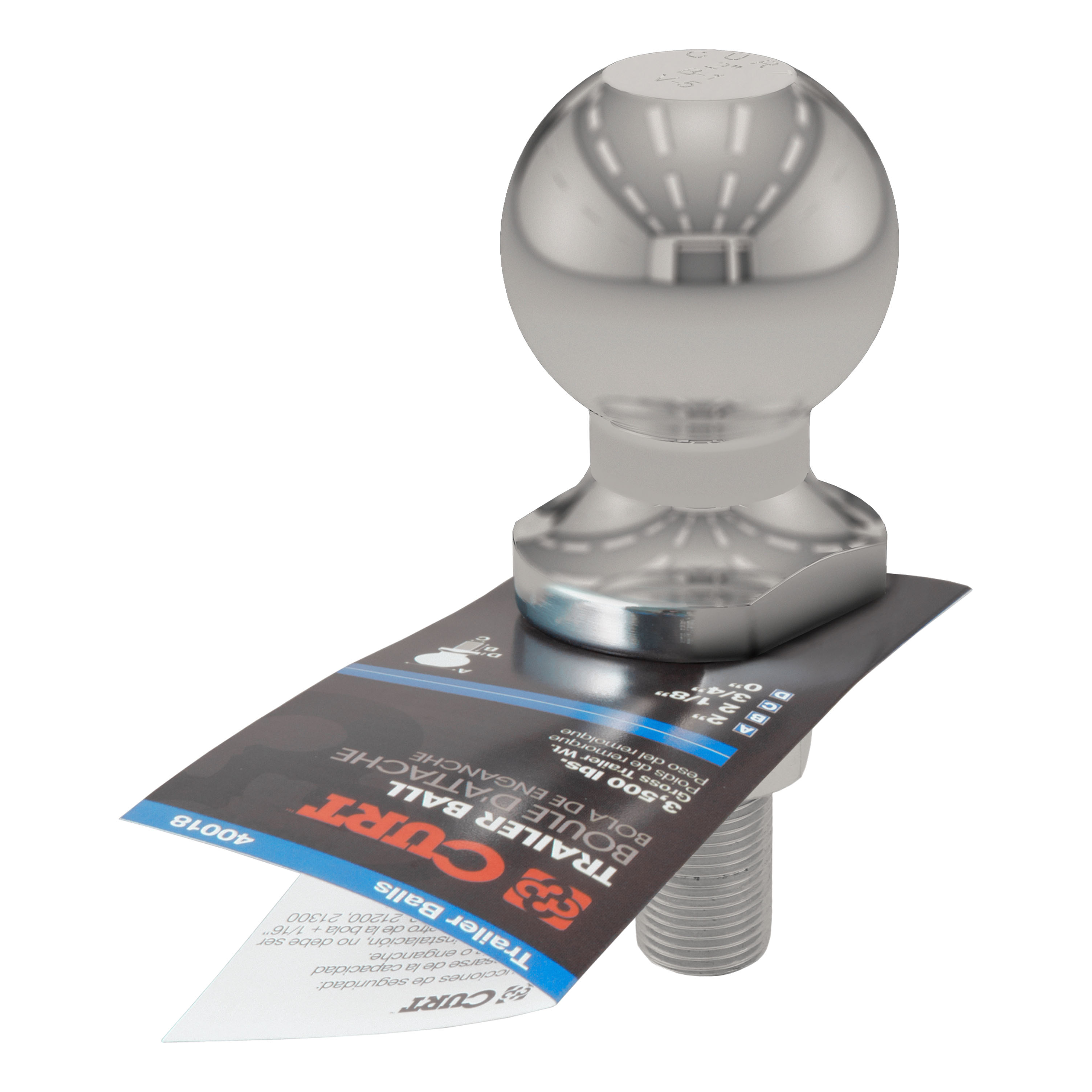 CURT 2" Trailer Ball (3/4" x 2-1/8" Shank, 3,500 lbs., Stainless) Trailer Hitch Ball thumbnail 2