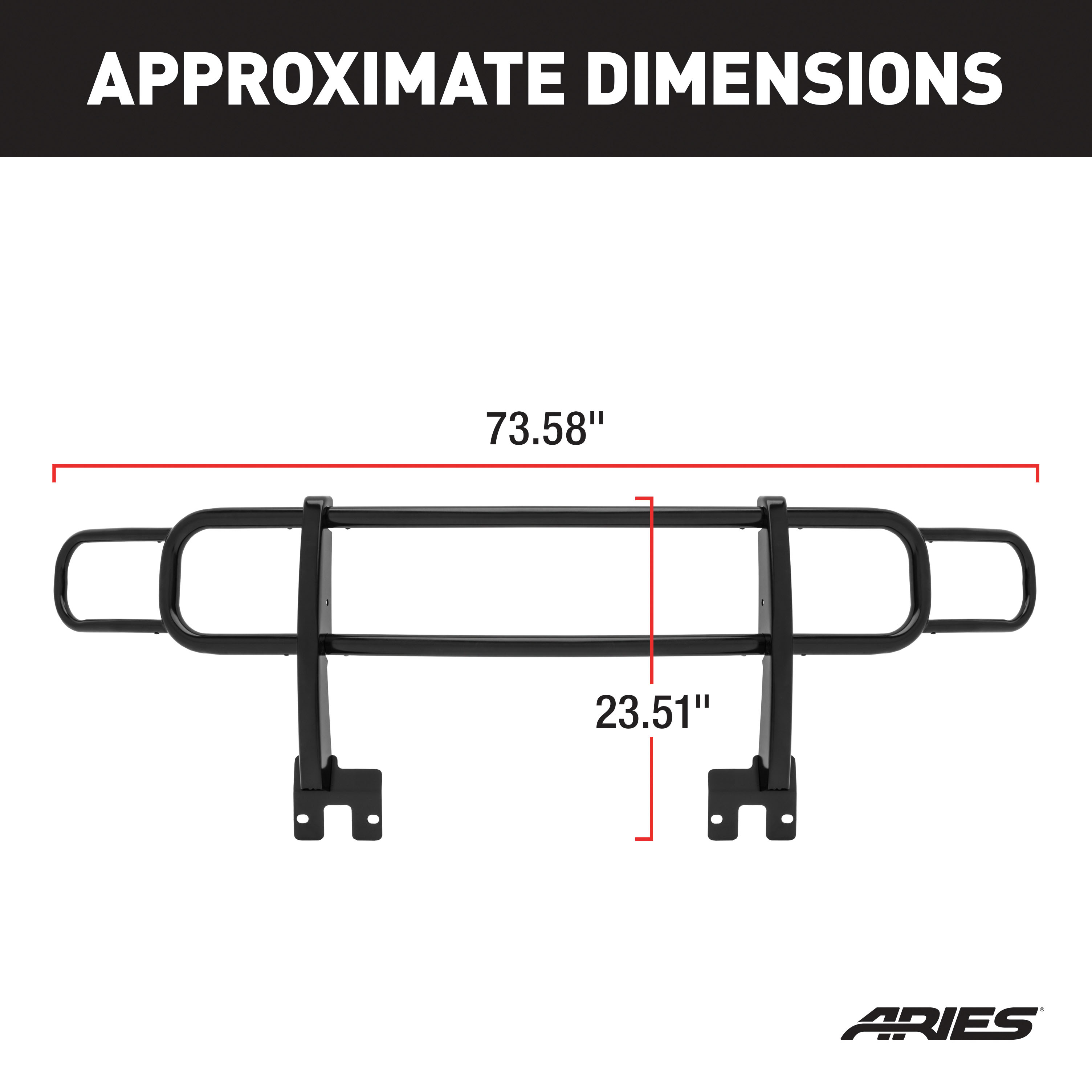 ARIES Black Steel Grille Guard, Select Hummer H3, H3T Grille Guard thumbnail 4