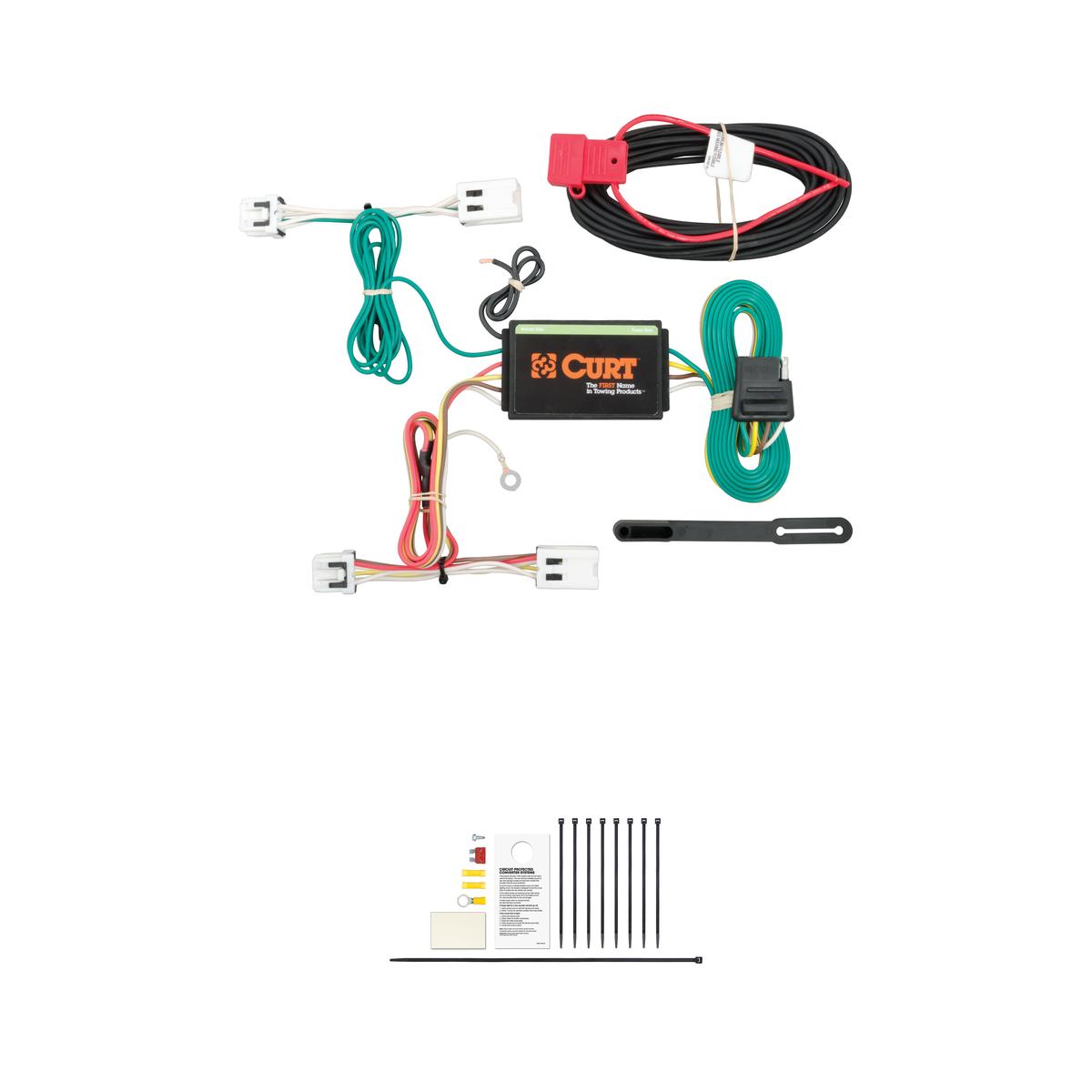 CURT Custom Wiring Harness, 4-Way Flat Output, Select Nissan Leaf Trailer Connector Kit thumbnail 0