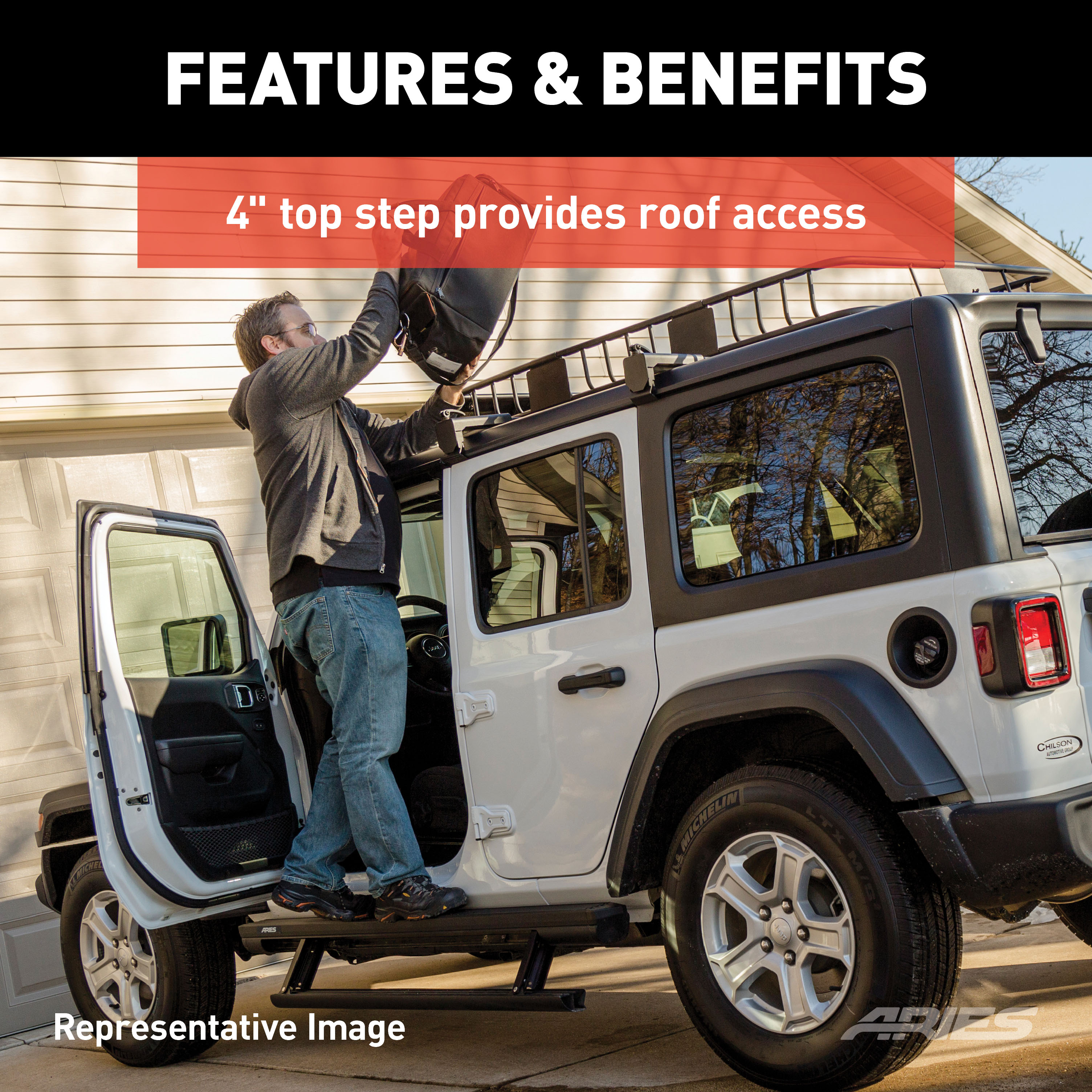 ARIES ActionTrac 48.75" Powered Running Boards, Select Ford Bronco 2-Door Running Board thumbnail 7