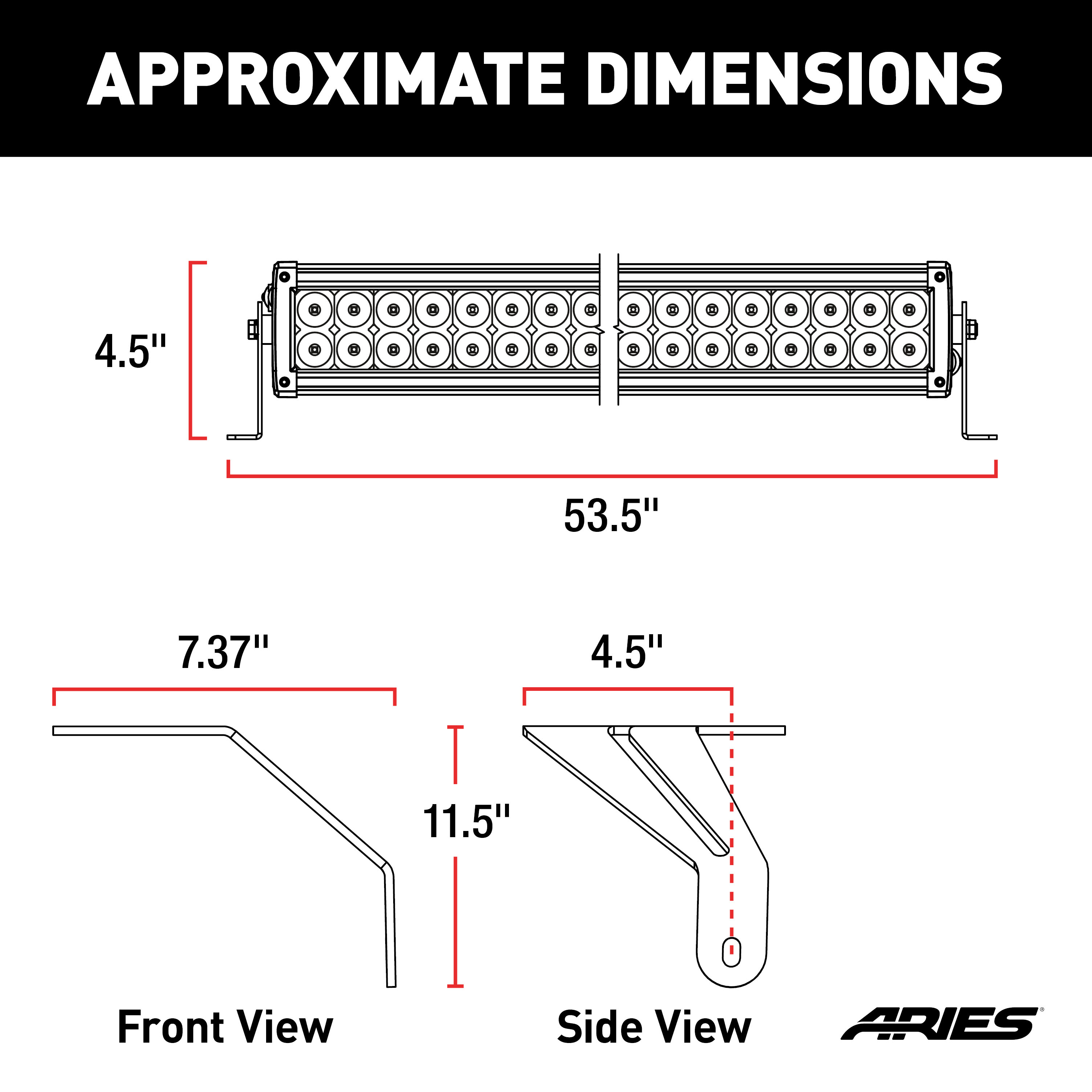 ARIES Jeep Wrangler JL, Gladiator Windshield Light Bar and Brackets Light Bar Mounting Kit thumbnail 1