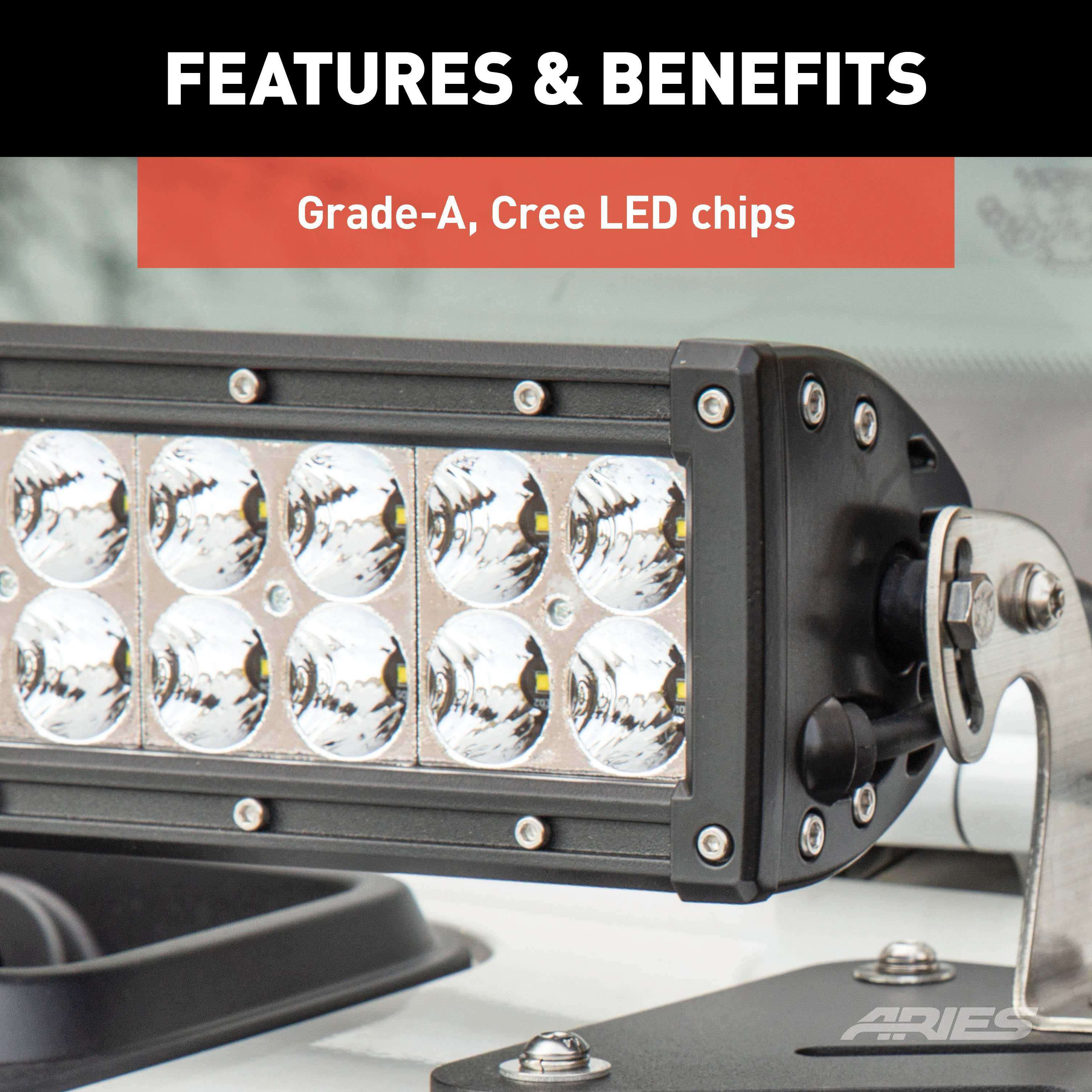 ARIES Jeep Wrangler JL, Gladiator Windshield Light Bar and Brackets Light Bar Mounting Kit thumbnail 4