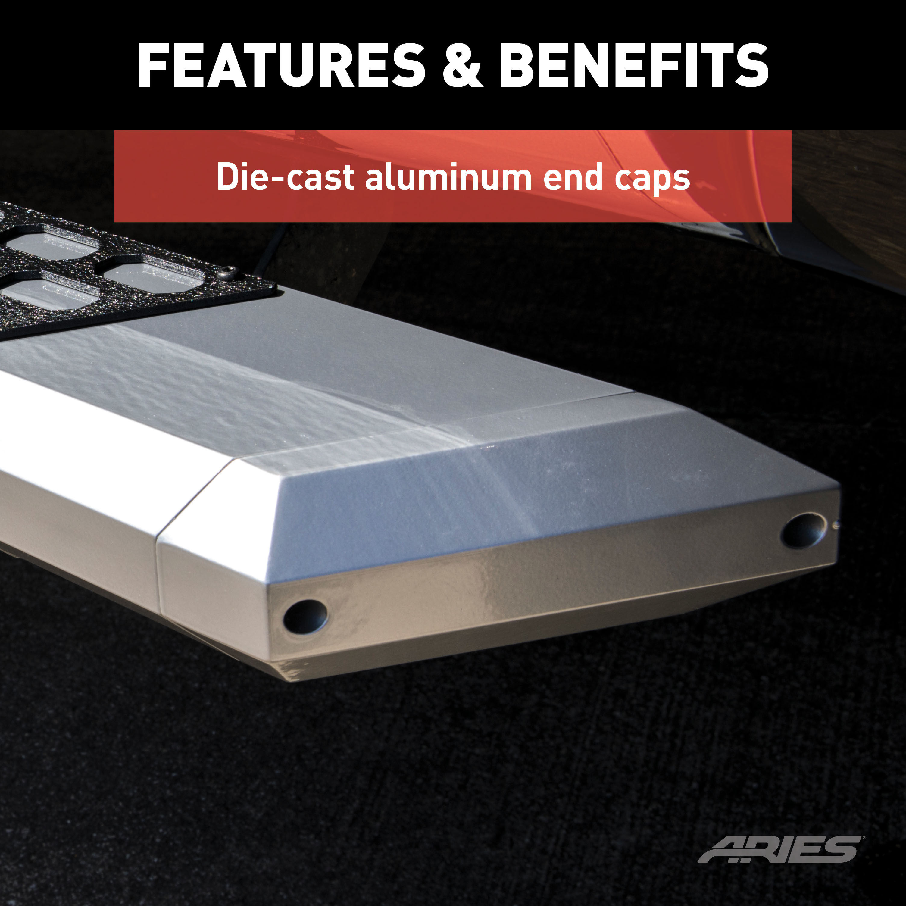 ARIES AdvantEDGE 5-1/2" x 91" Chrome Aluminum Side Bars, Select Chevrolet, GMC Step Nerf Bar Kit thumbnail 6