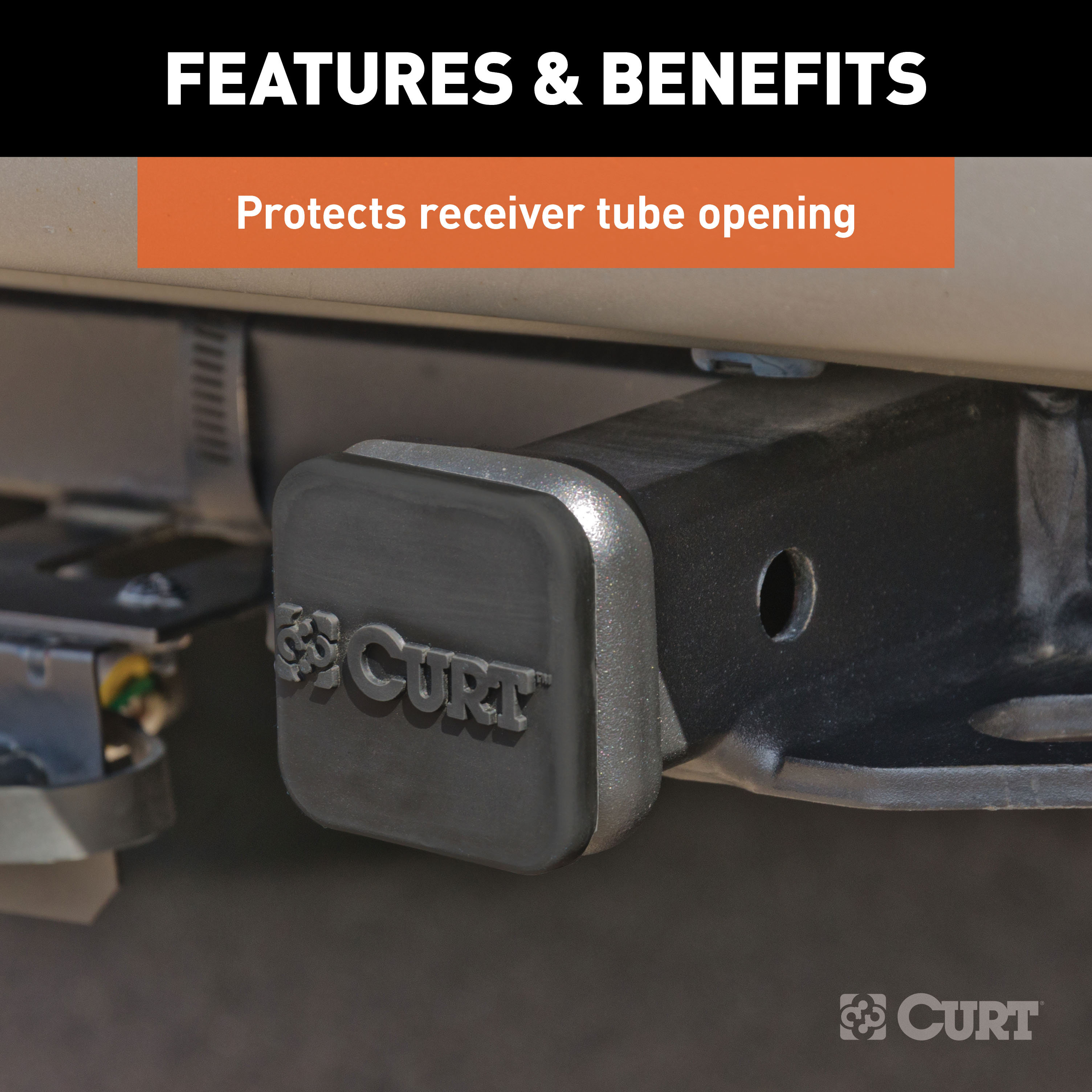 CURT 1-1/4" Rubber Hitch Tube Cover Trailer Hitch Cover thumbnail 2