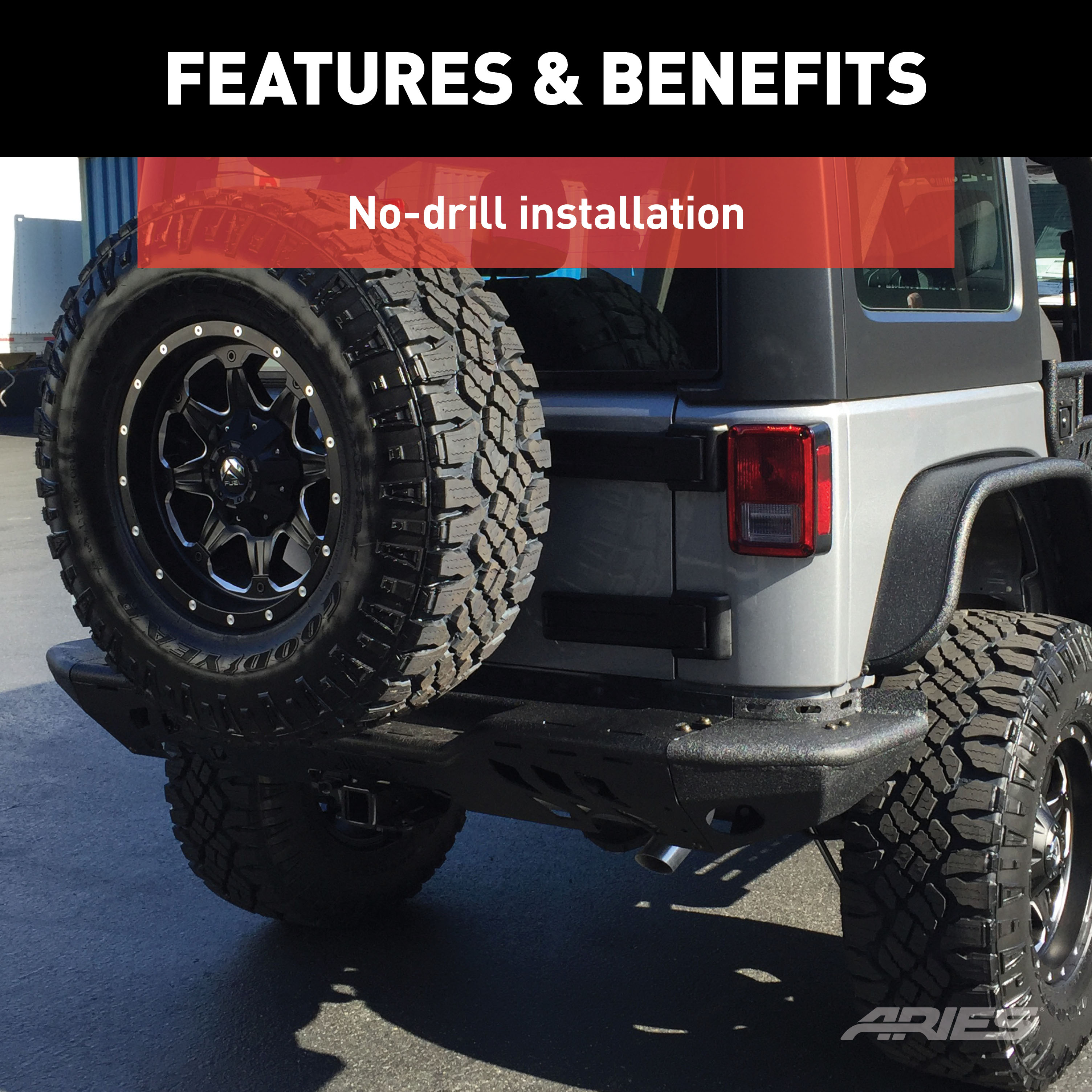 ARIES TrailChaser Jeep Wrangler Aluminum Rear Bumper Corners Bumper thumbnail 4