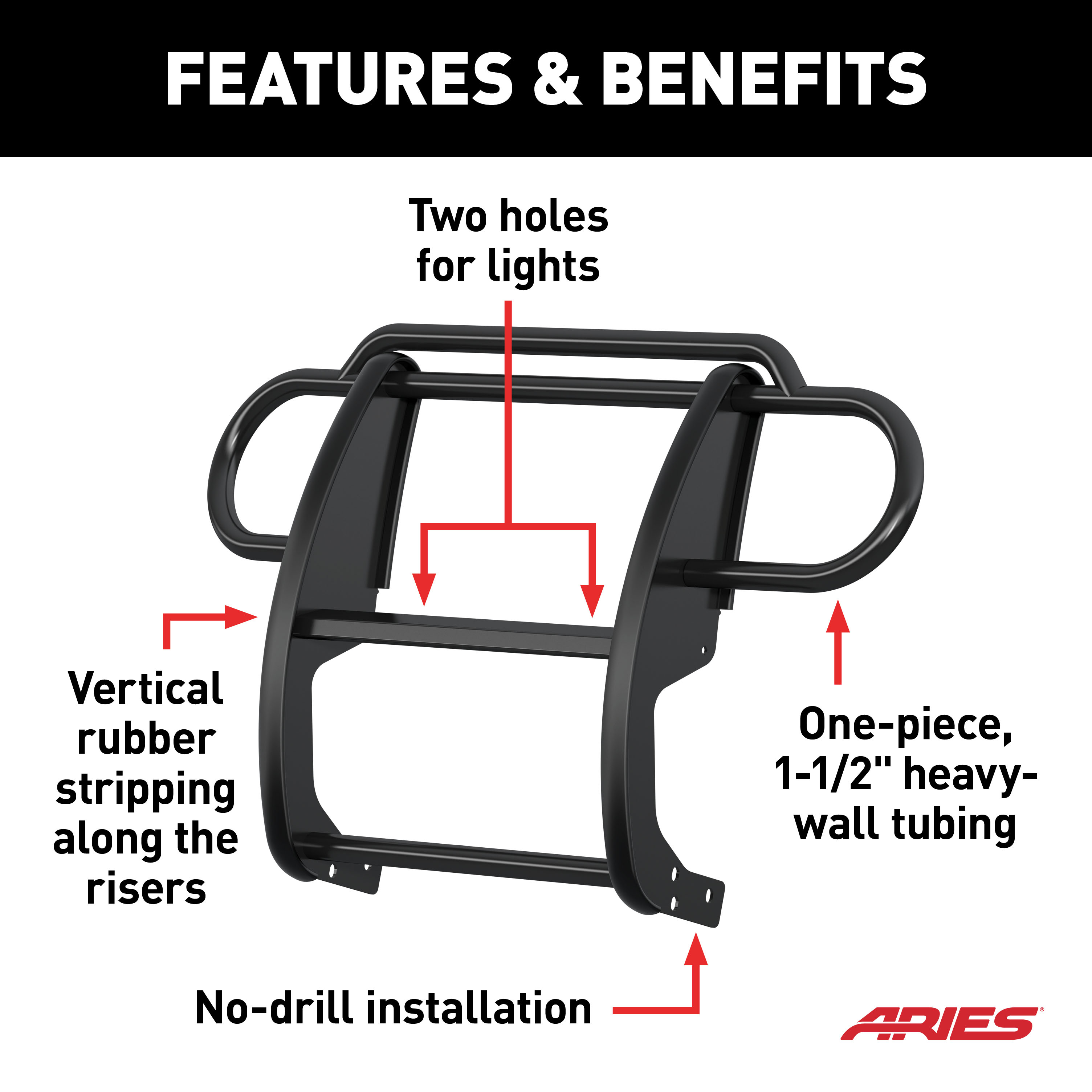 ARIES Black Steel Grille Guard, Select Jeep Wrangler JL Grille Guard thumbnail 3