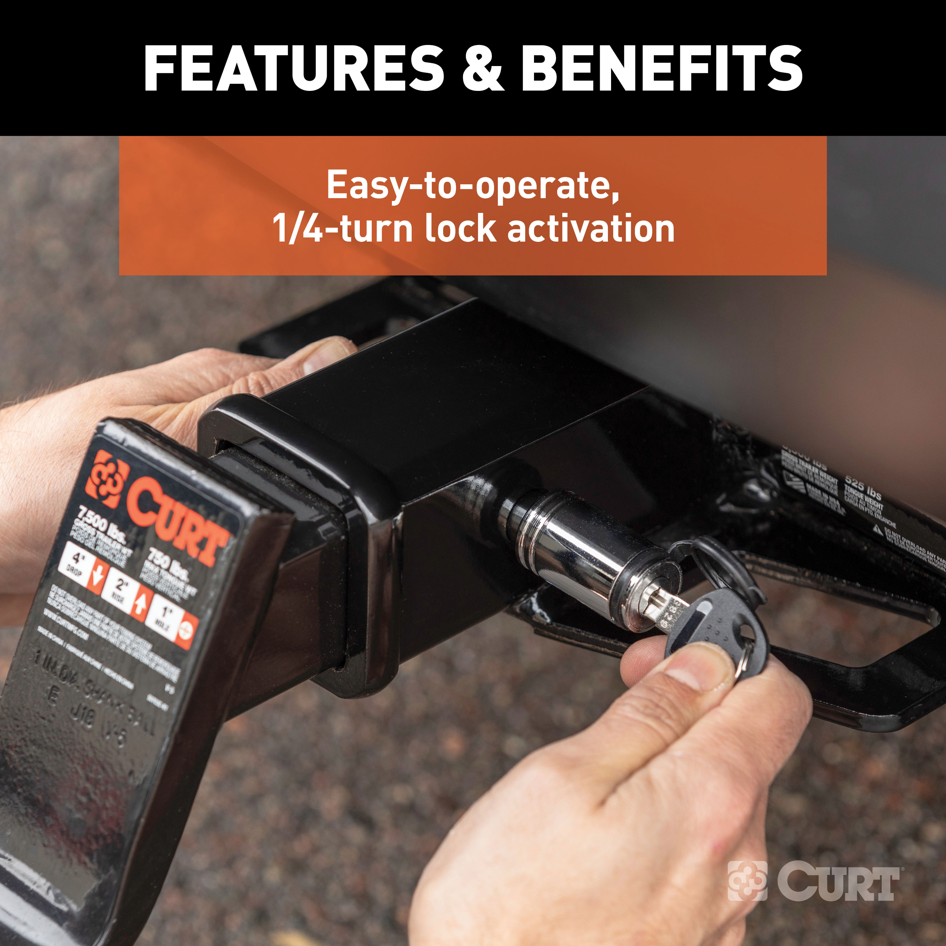 CURT Hitch & Coupler Lock Set (2" Receiver, 2-1/2" Latch) Trailer Hitch Lock thumbnail 3