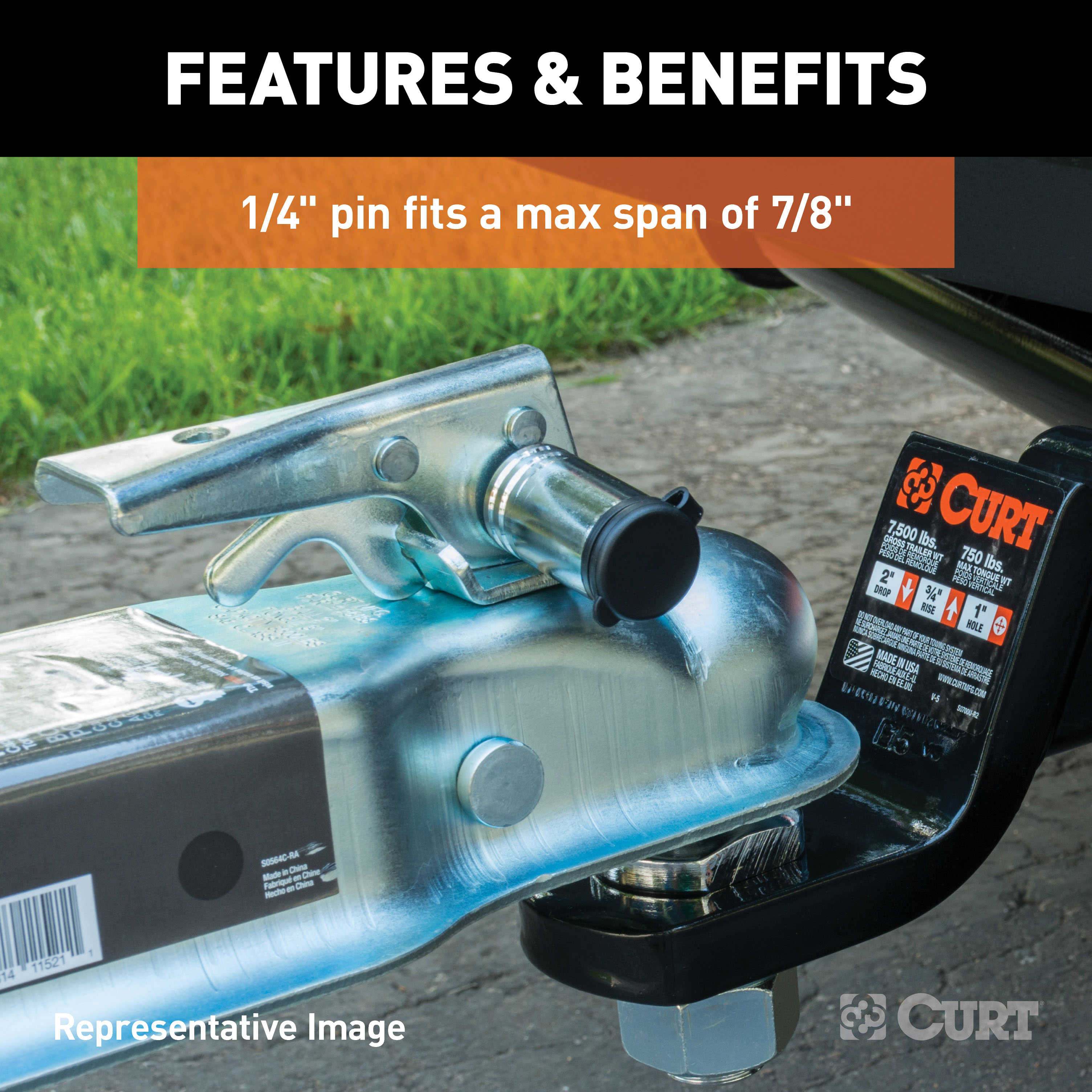 CURT Hitch & Coupler Lock Set (2" Receiver, 2-1/2" Latch) Trailer Hitch Lock thumbnail 4