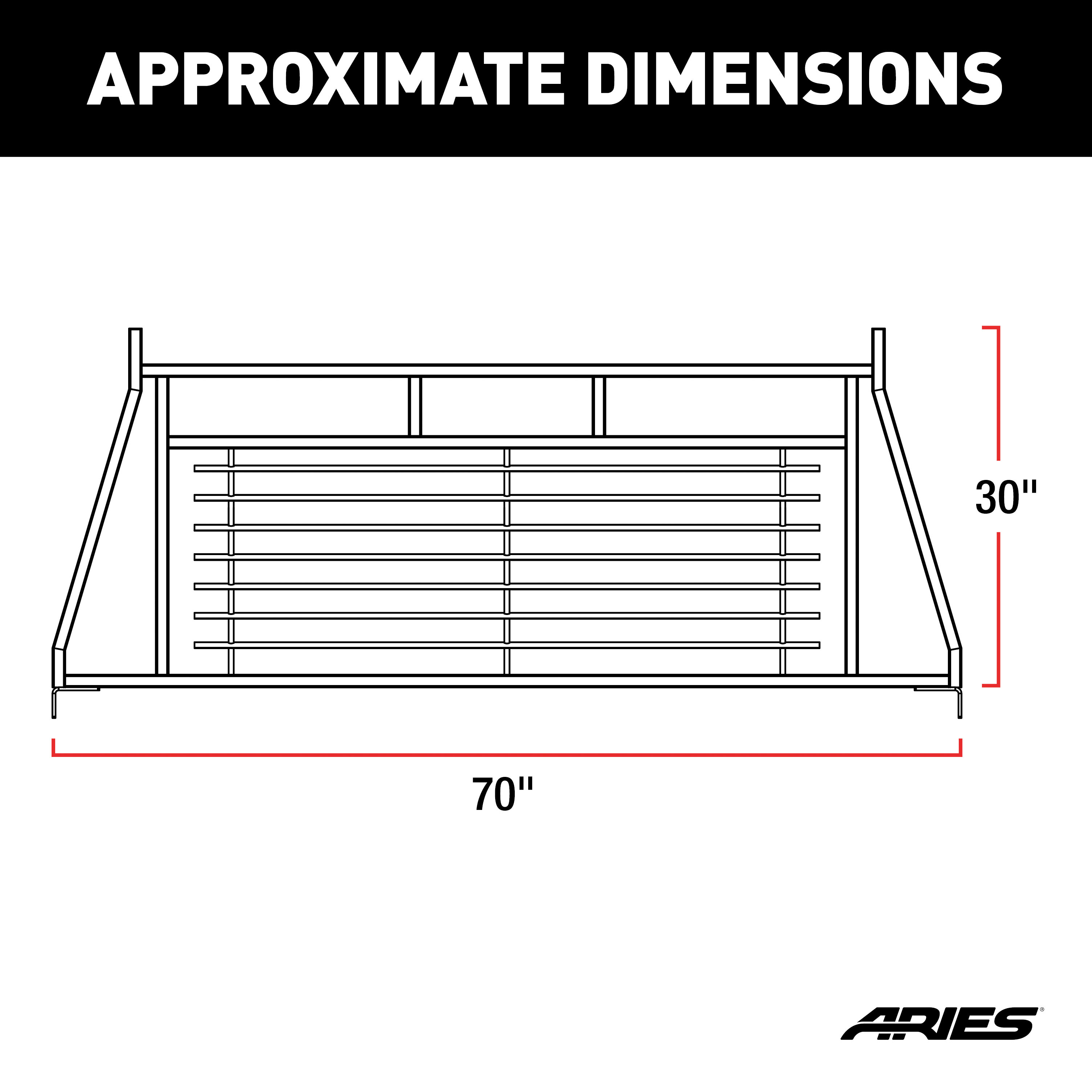 ARIES Classic Black Steel Headache Rack, Select Ford F-250, F-350, F-450 Super Duty Truck Cab Protector / Headache Rack thumbnail 7