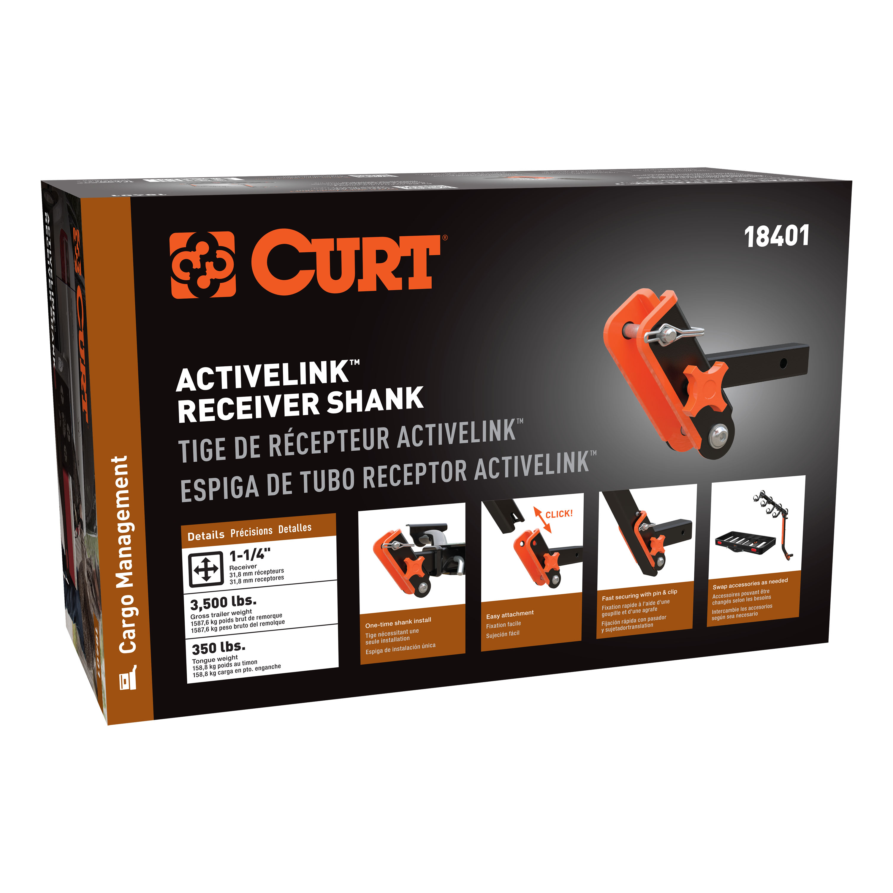 CURT ActiveLink 1-1/4" Receiver Shank Trailer Hitch Ball Mount thumbnail 7