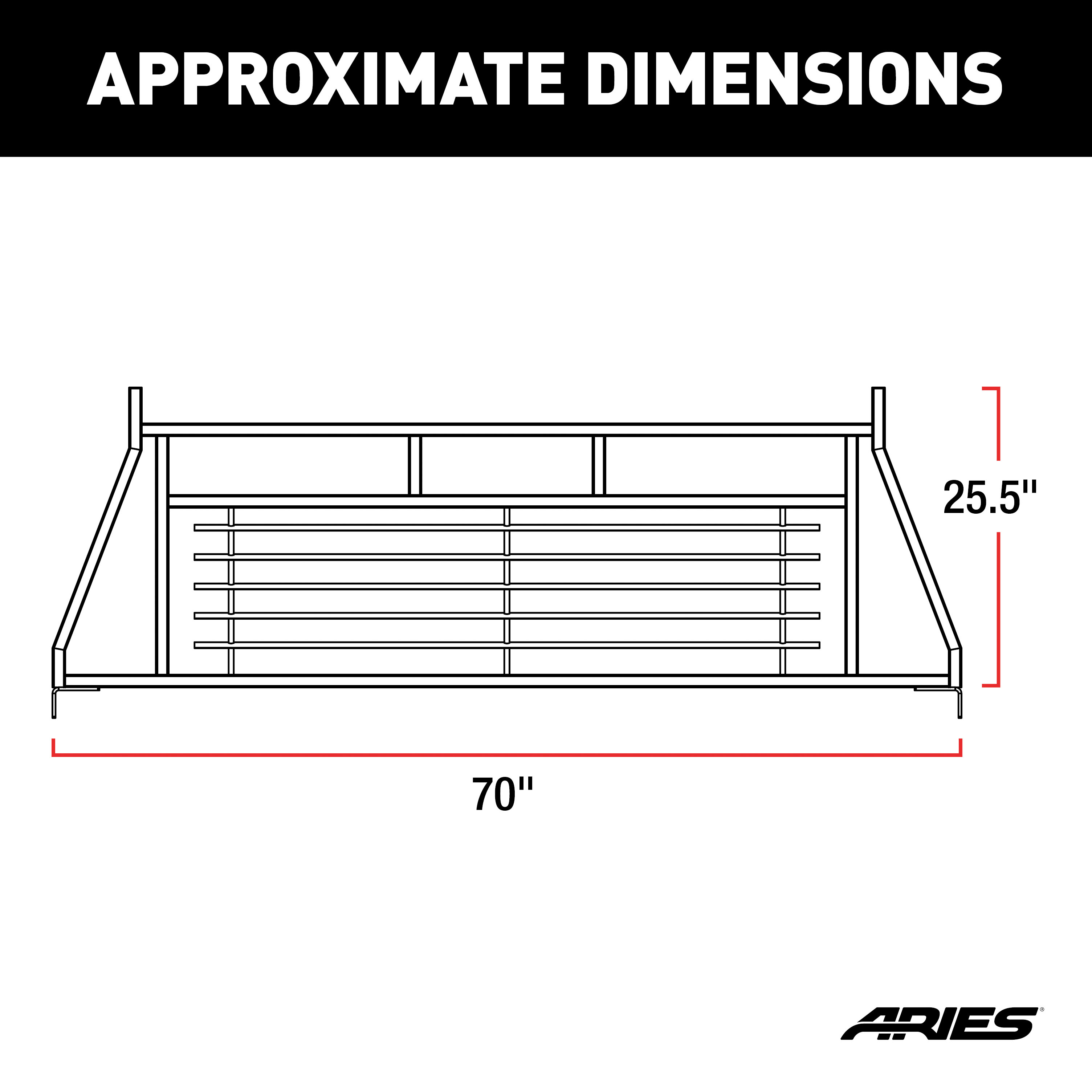 ARIES Classic Black Steel Headache Rack, Select Chevrolet, Ford, Dodge, GMC, Ram Truck Cab Protector / Headache Rack thumbnail 1