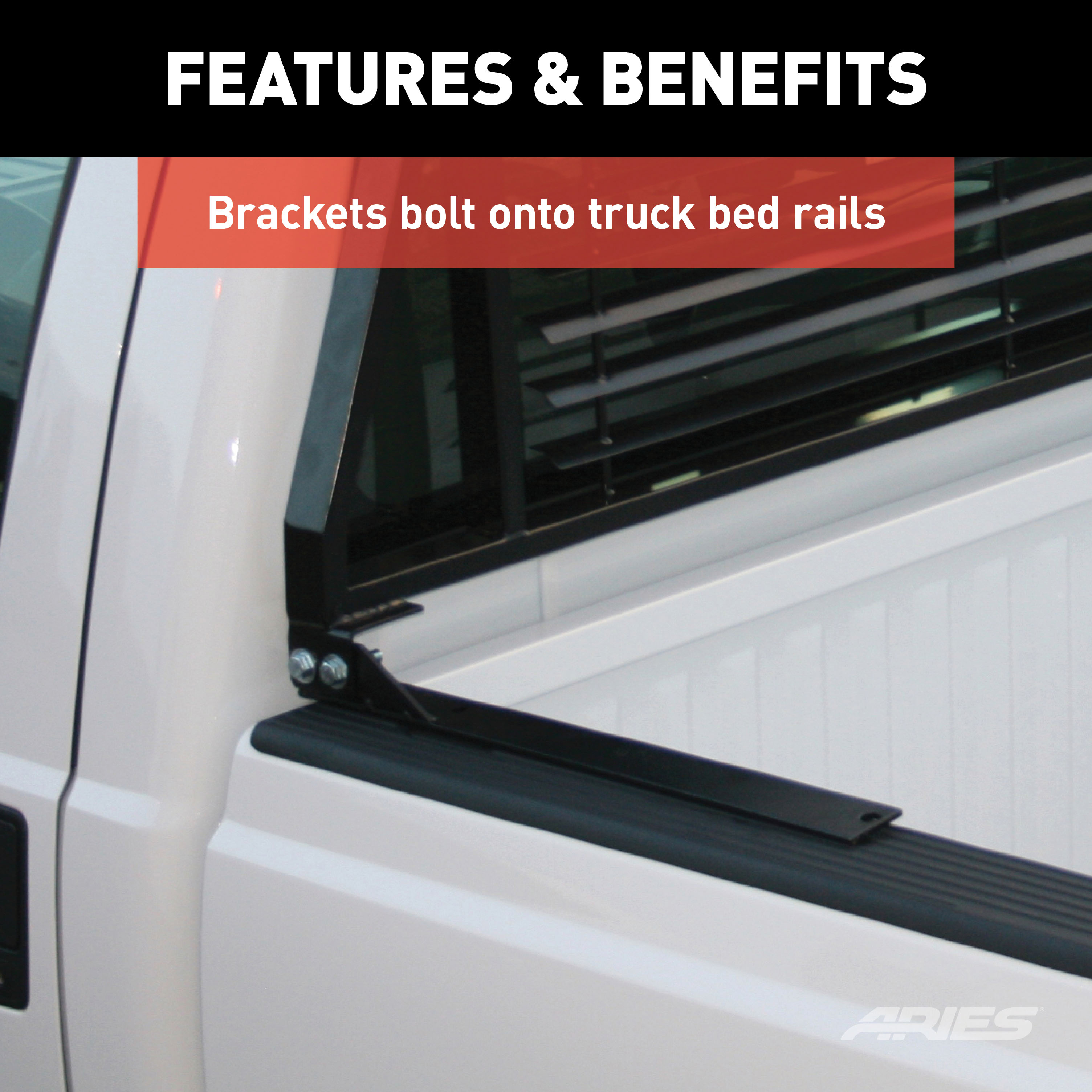 ARIES Classic Black Steel Headache Rack, Select Chevrolet, Ford, Dodge, GMC, Ram Truck Cab Protector / Headache Rack thumbnail 5