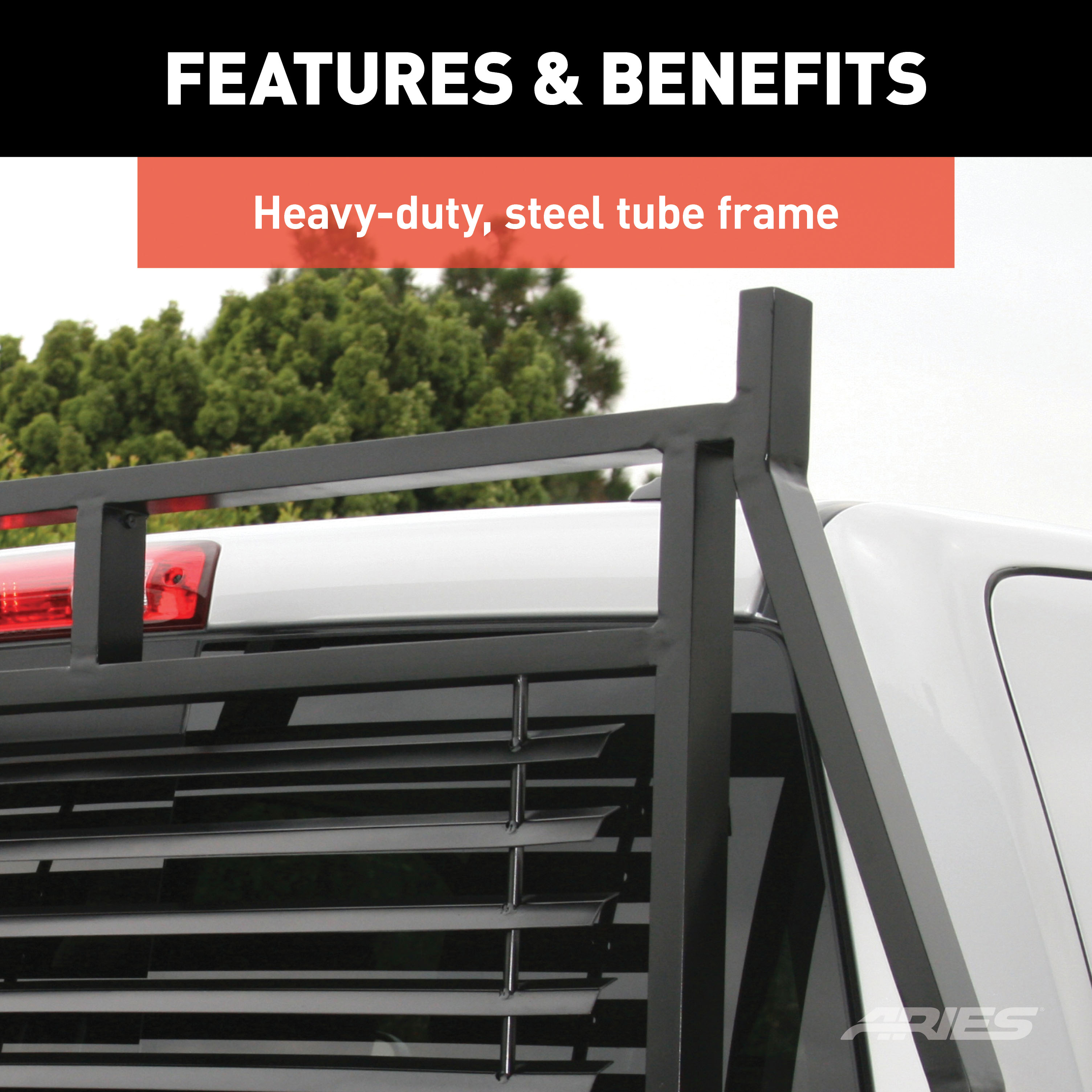 ARIES Classic Black Steel Headache Rack, Select Ford F-150 Truck Cab Protector / Headache Rack thumbnail 3