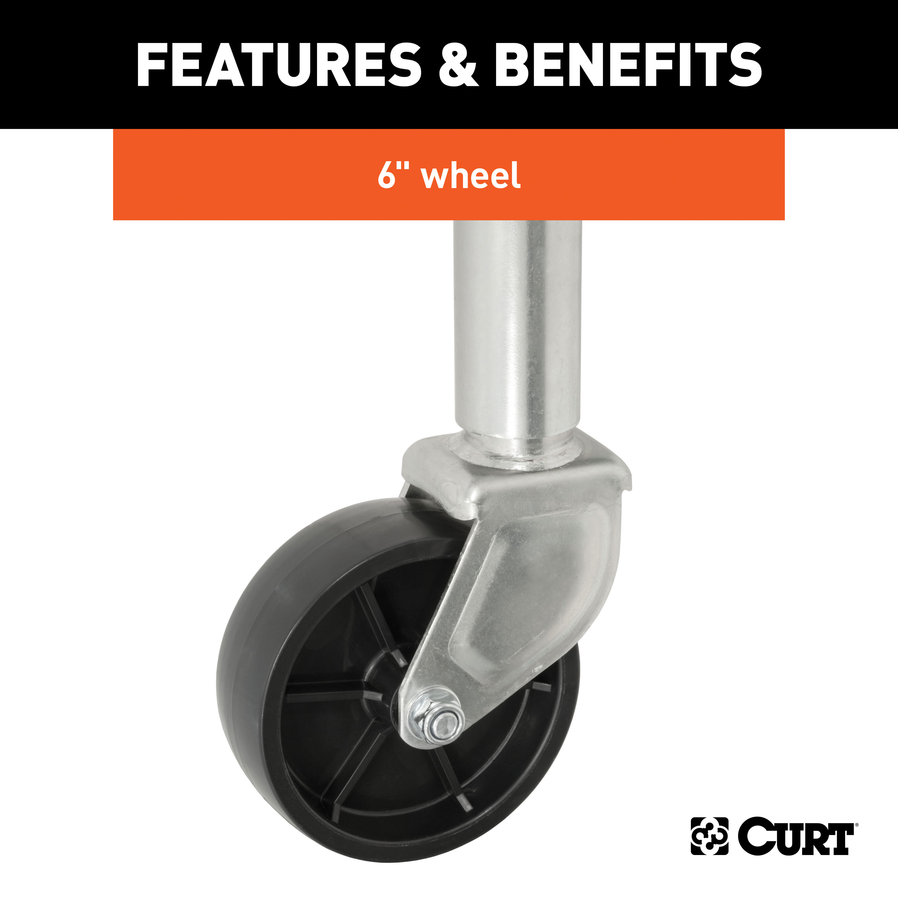 CURT Marine Jack with 6" Wheel (1,200 lbs, 10" Travel) Trailer Jack thumbnail 3