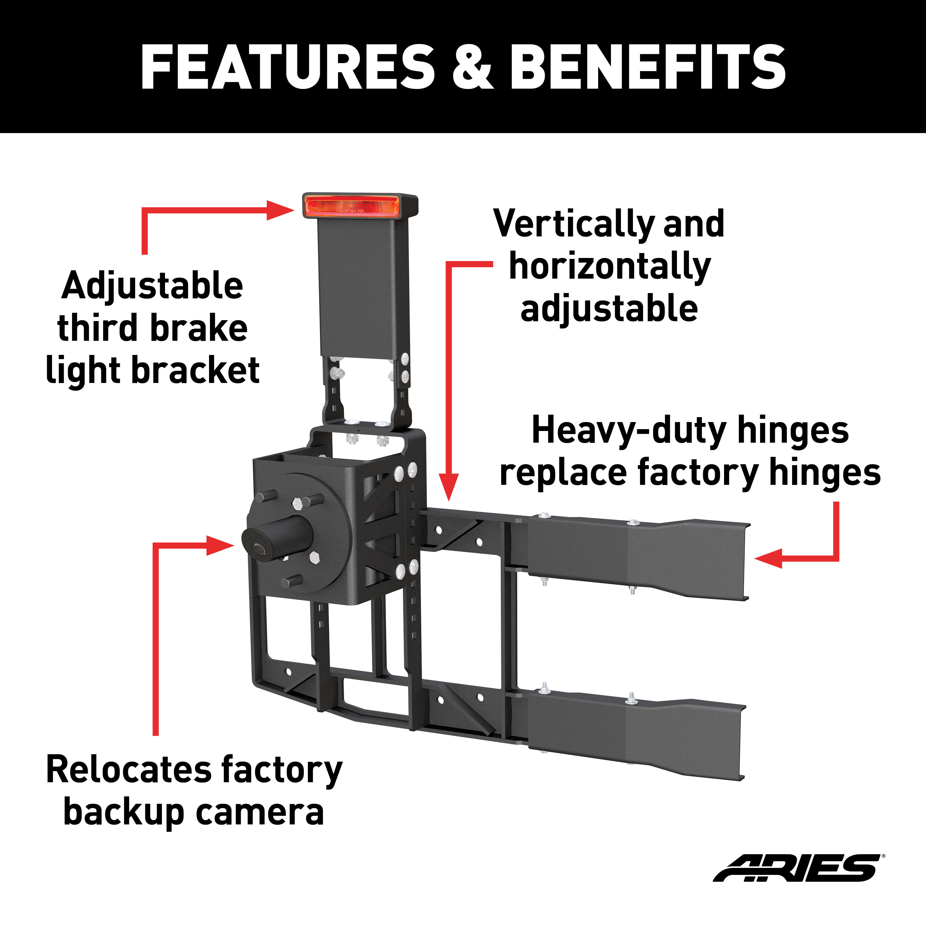 ARIES Jeep Wrangler JL Heavy-Duty Spare Tire Carrier Spare Tire Carrier thumbnail 1