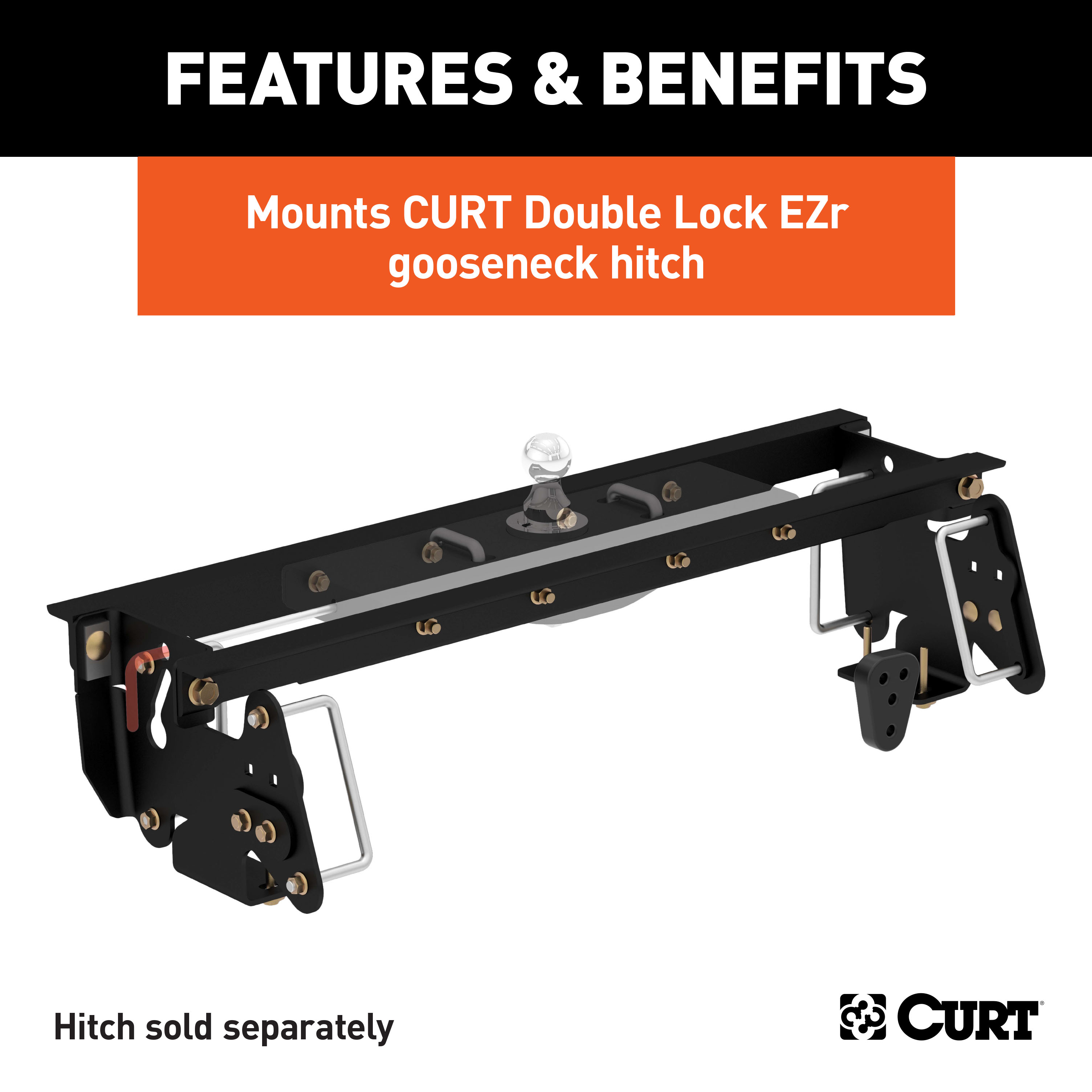 CURT Double Lock EZr Gooseneck Installation Brackets, Select Dodge, Ram 2500, 3500 Gooseneck Trailer Hitch Mount Kit thumbnail 1