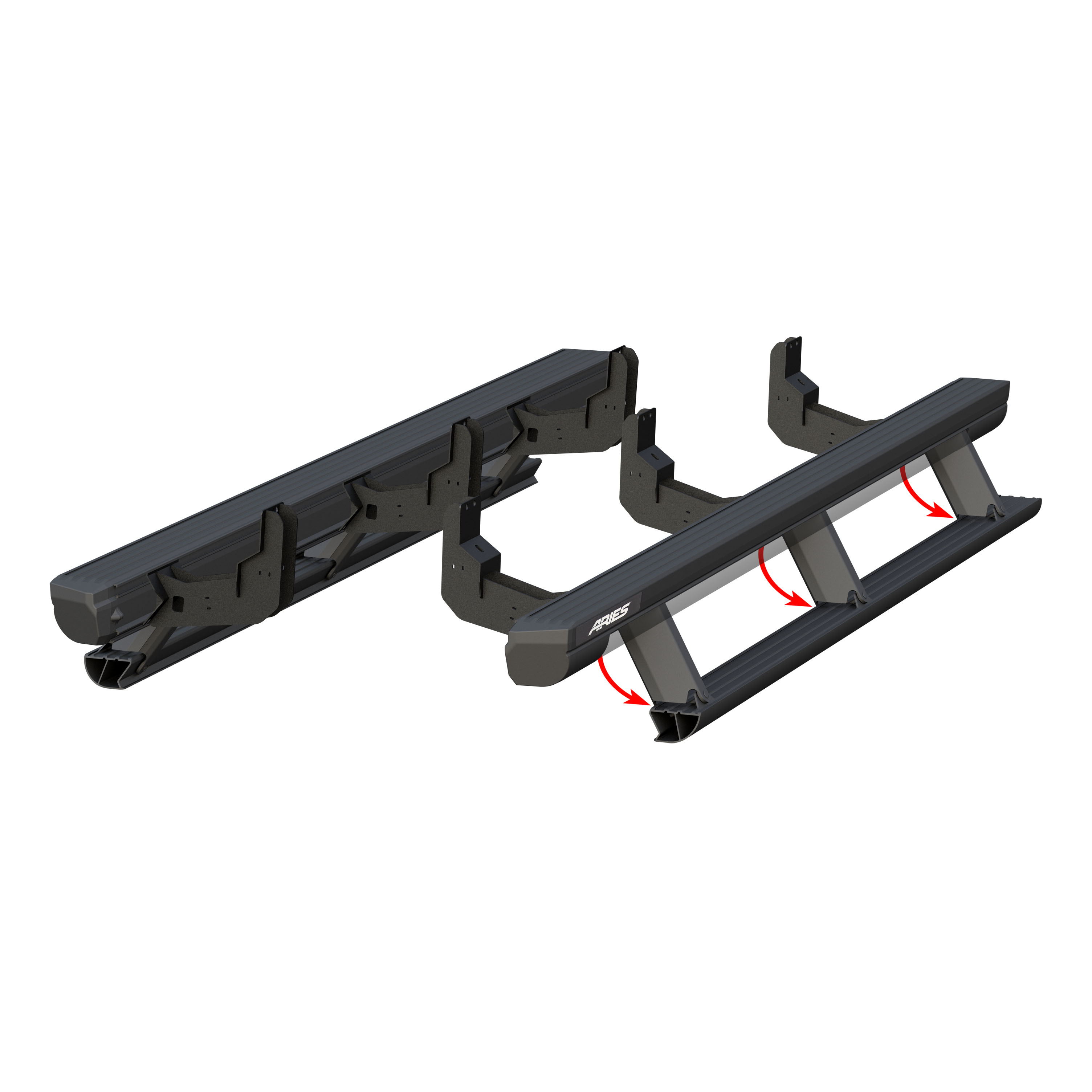 ARIES ActionTrac 87.6" Powered Running Boards, Select Nissan Titan, XD Crew Cab Step Nerf Bar Kit thumbnail 2