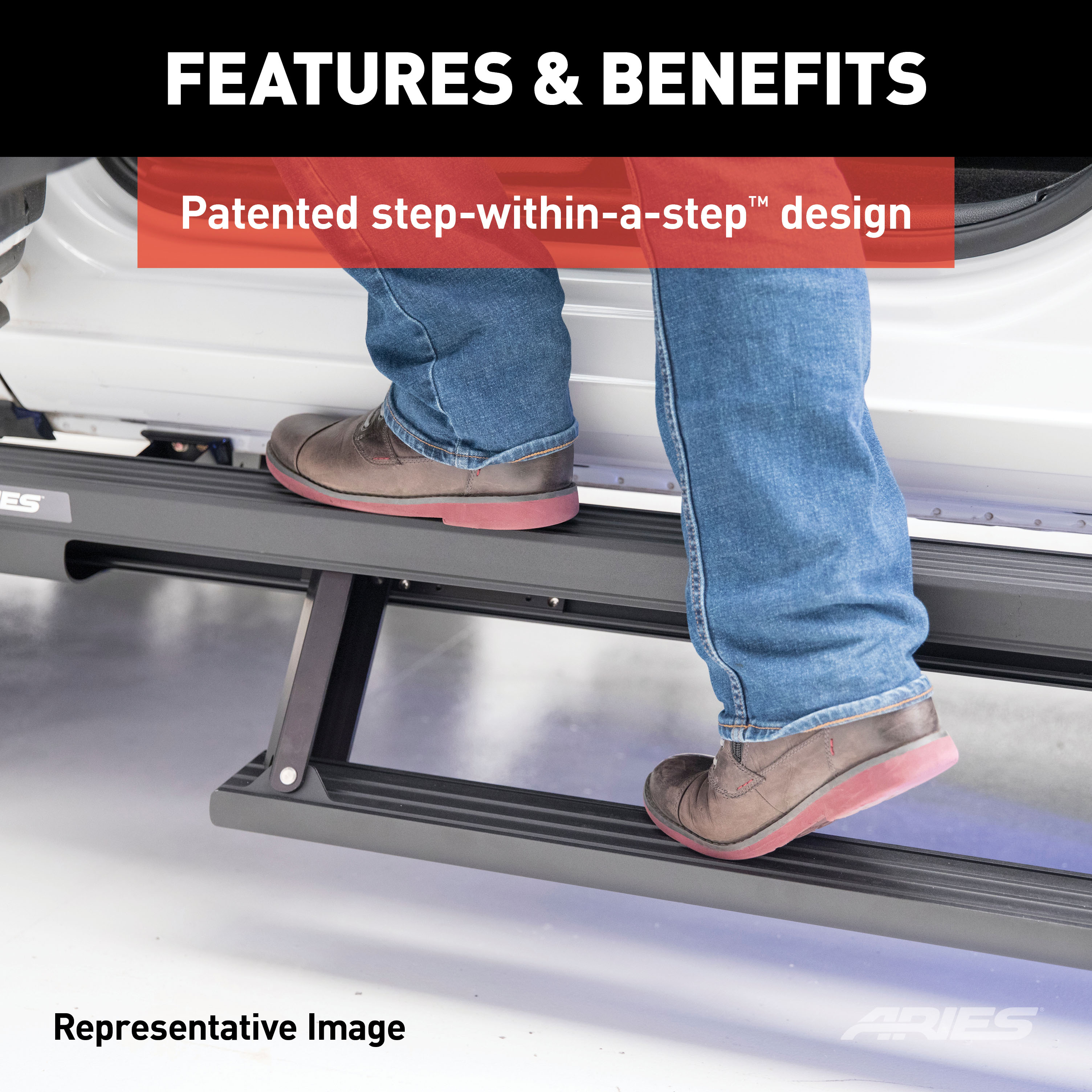 ARIES ActionTrac 87.6" Powered Running Boards, Select Nissan Titan, XD Crew Cab Step Nerf Bar Kit thumbnail 4